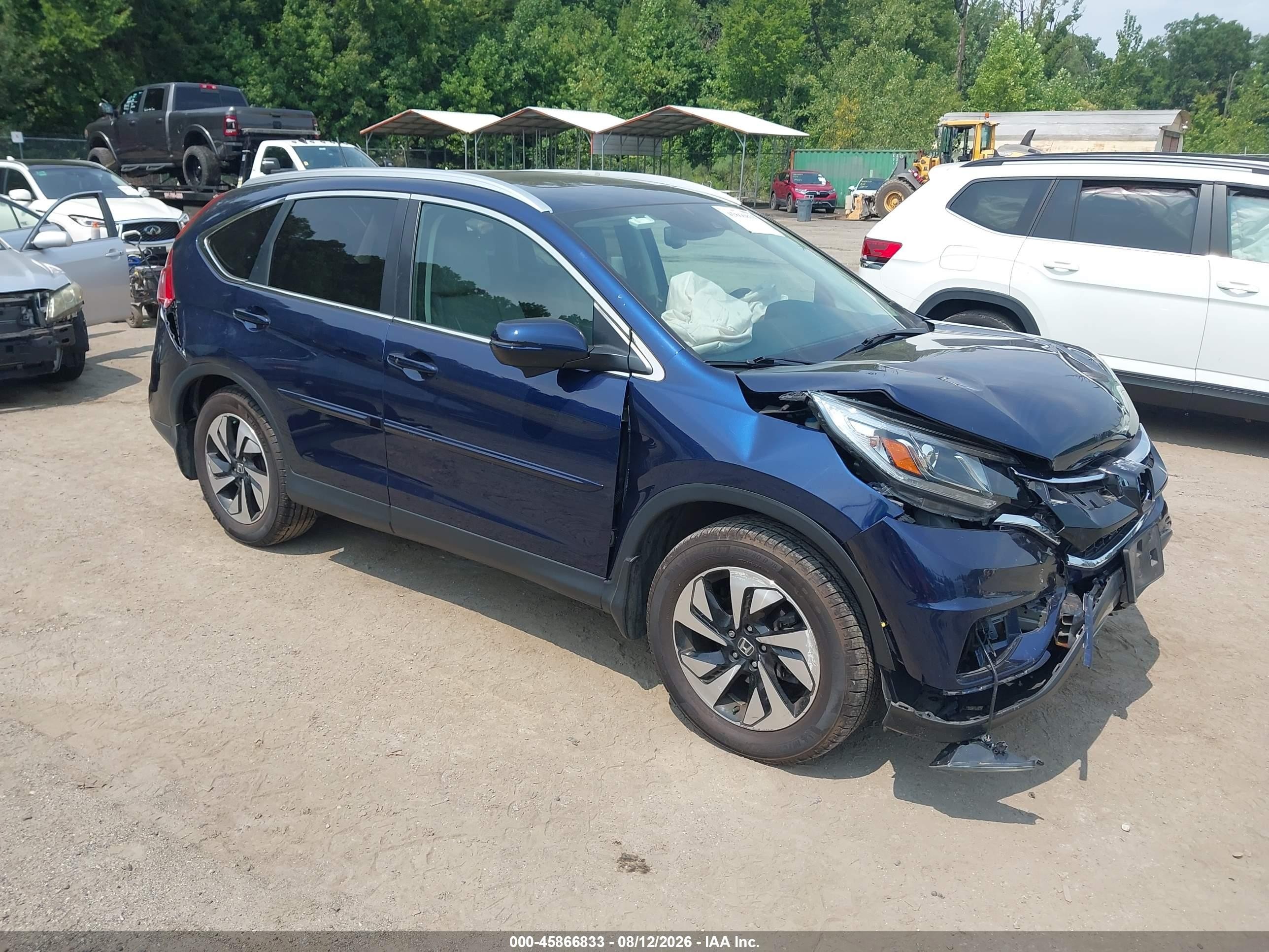 2015 Honda Cr-v Touring Blue vin: 5J6RM4H98FL026031