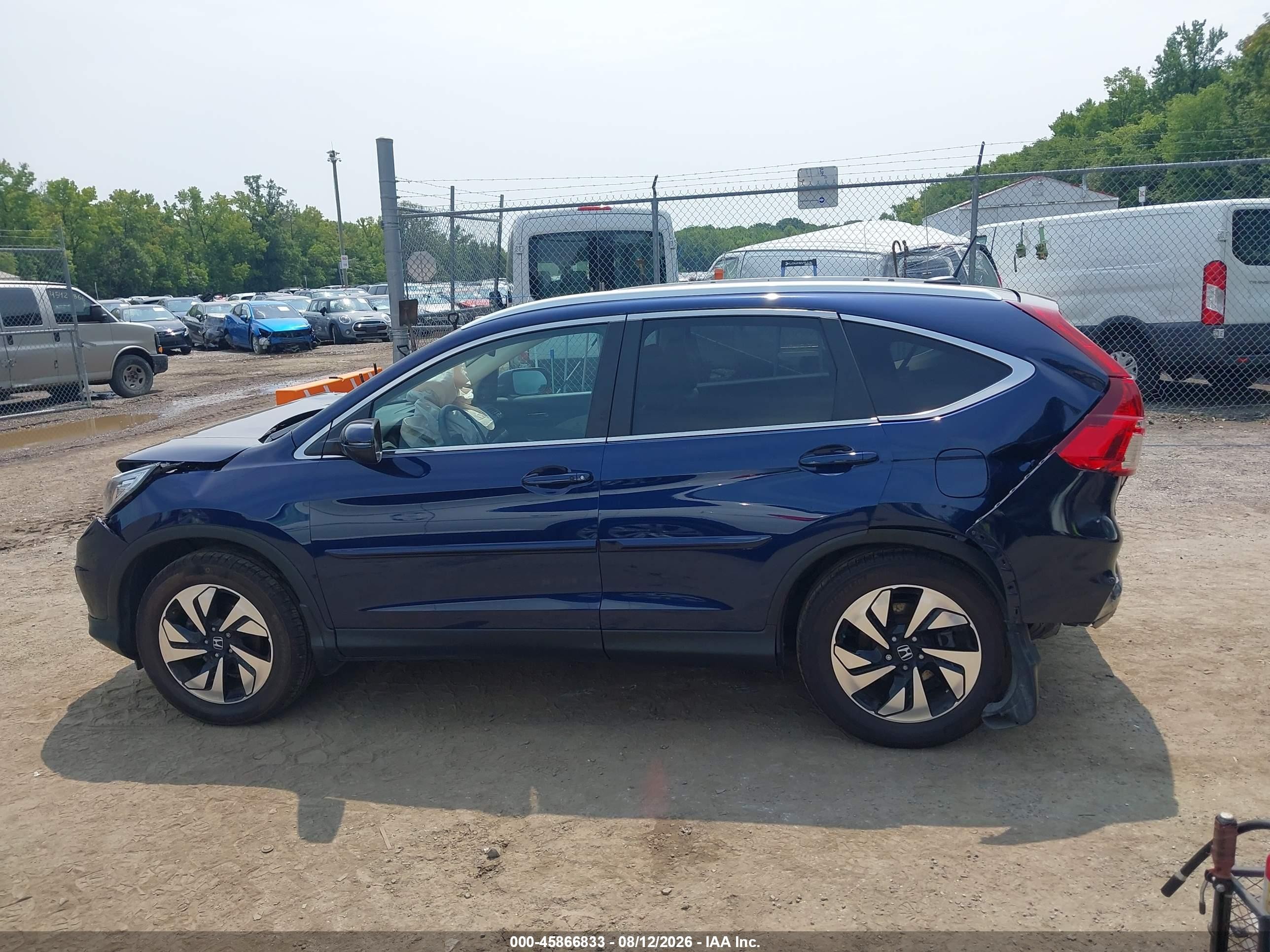 2015 Honda Cr-v Touring Blue vin: 5J6RM4H98FL026031