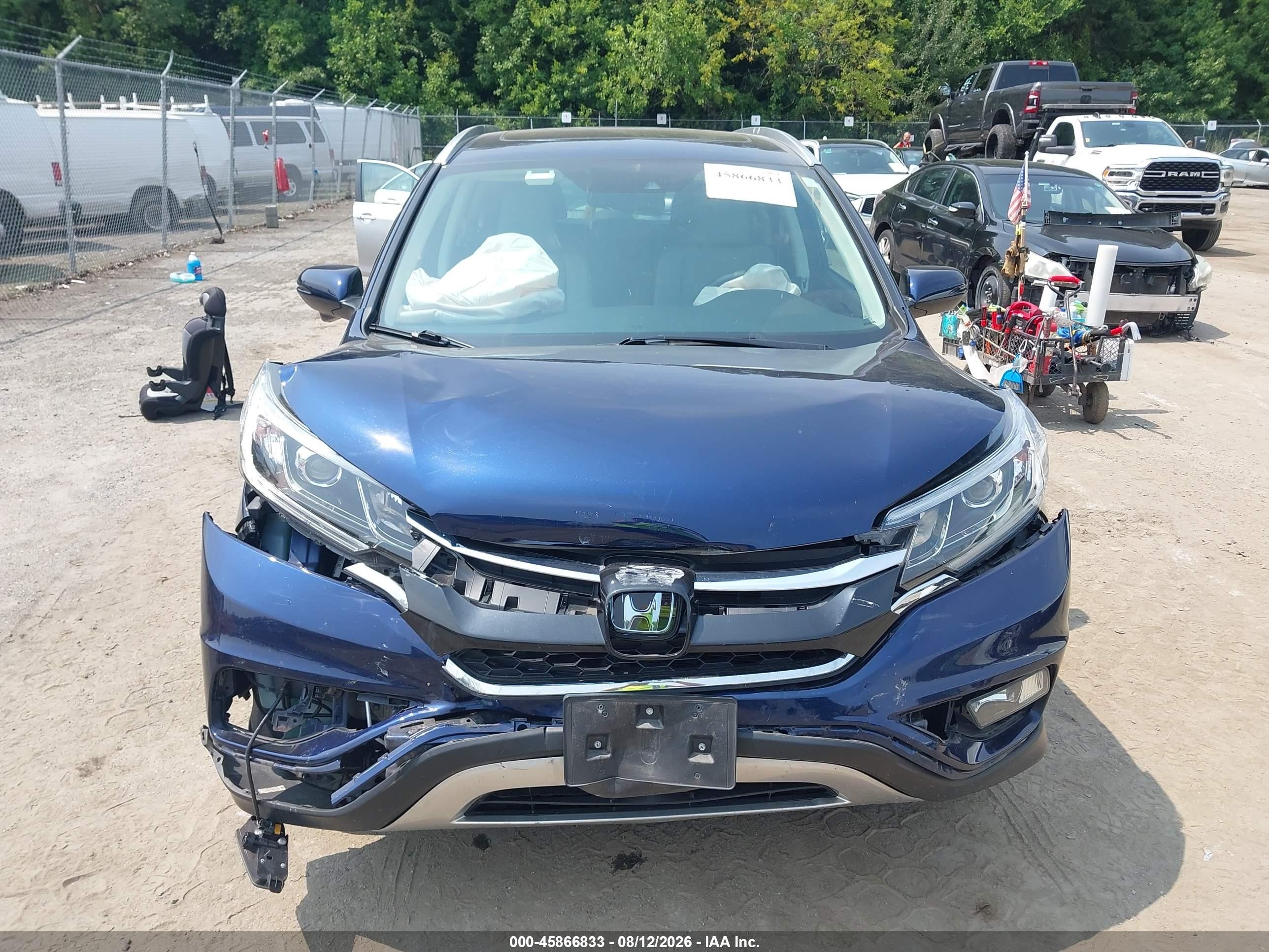 2015 Honda Cr-v Touring Blue vin: 5J6RM4H98FL026031