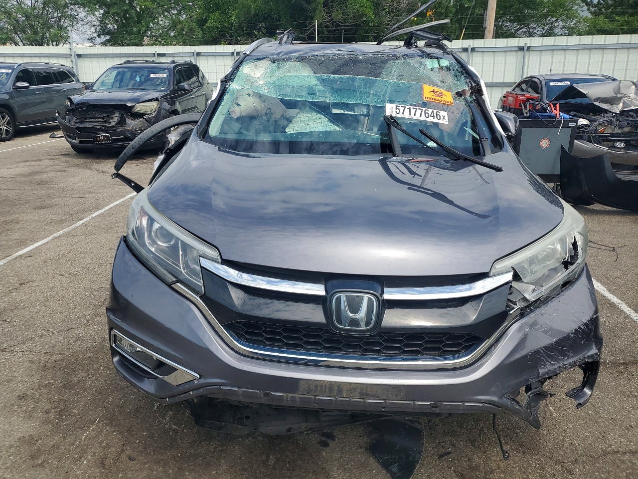 2015 Honda Cr-v Touring Gray vin: 5J6RM4H98FL086391