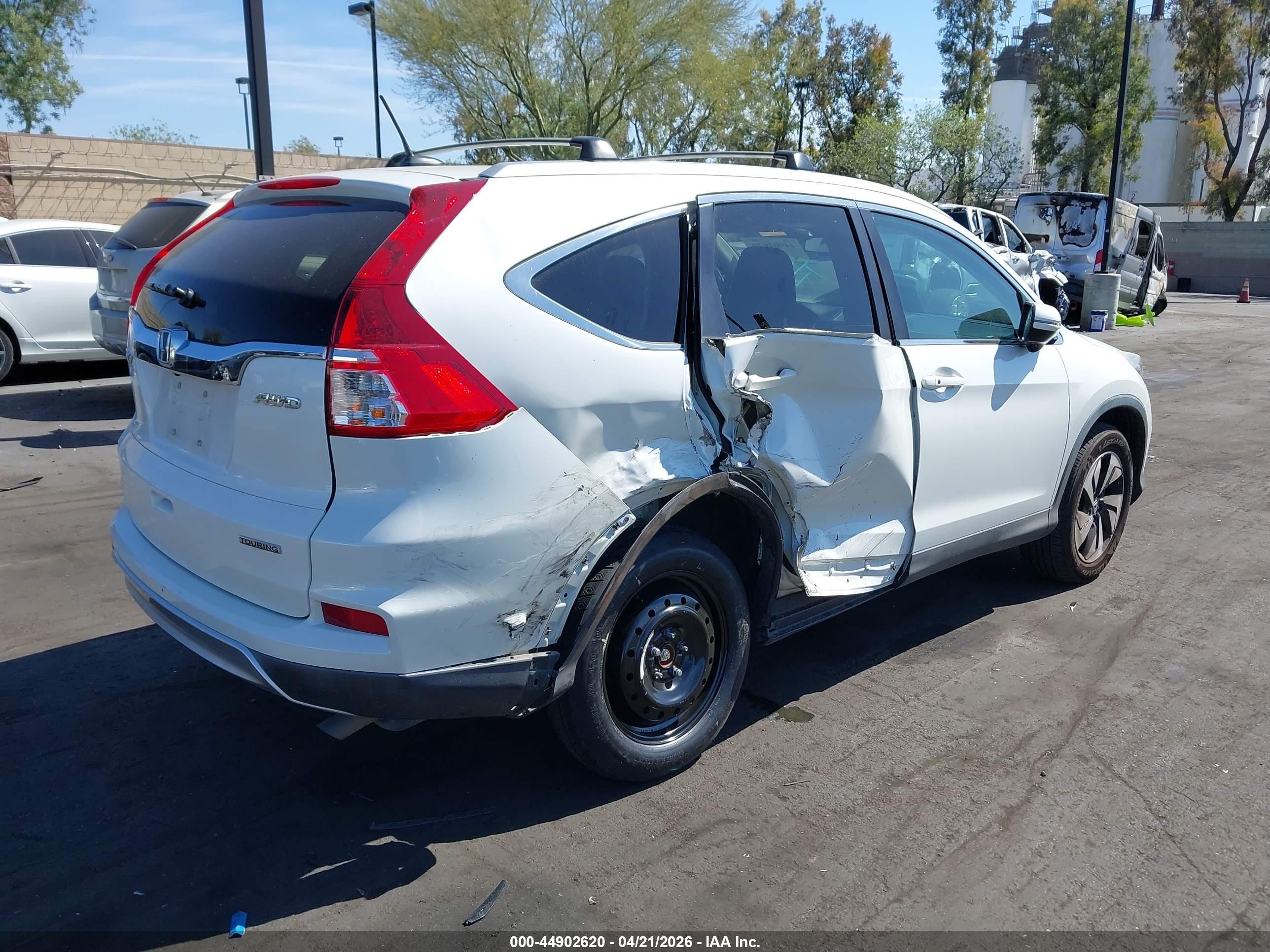 2015 Honda Cr-v Touring White vin: 5J6RM4H99FL130799