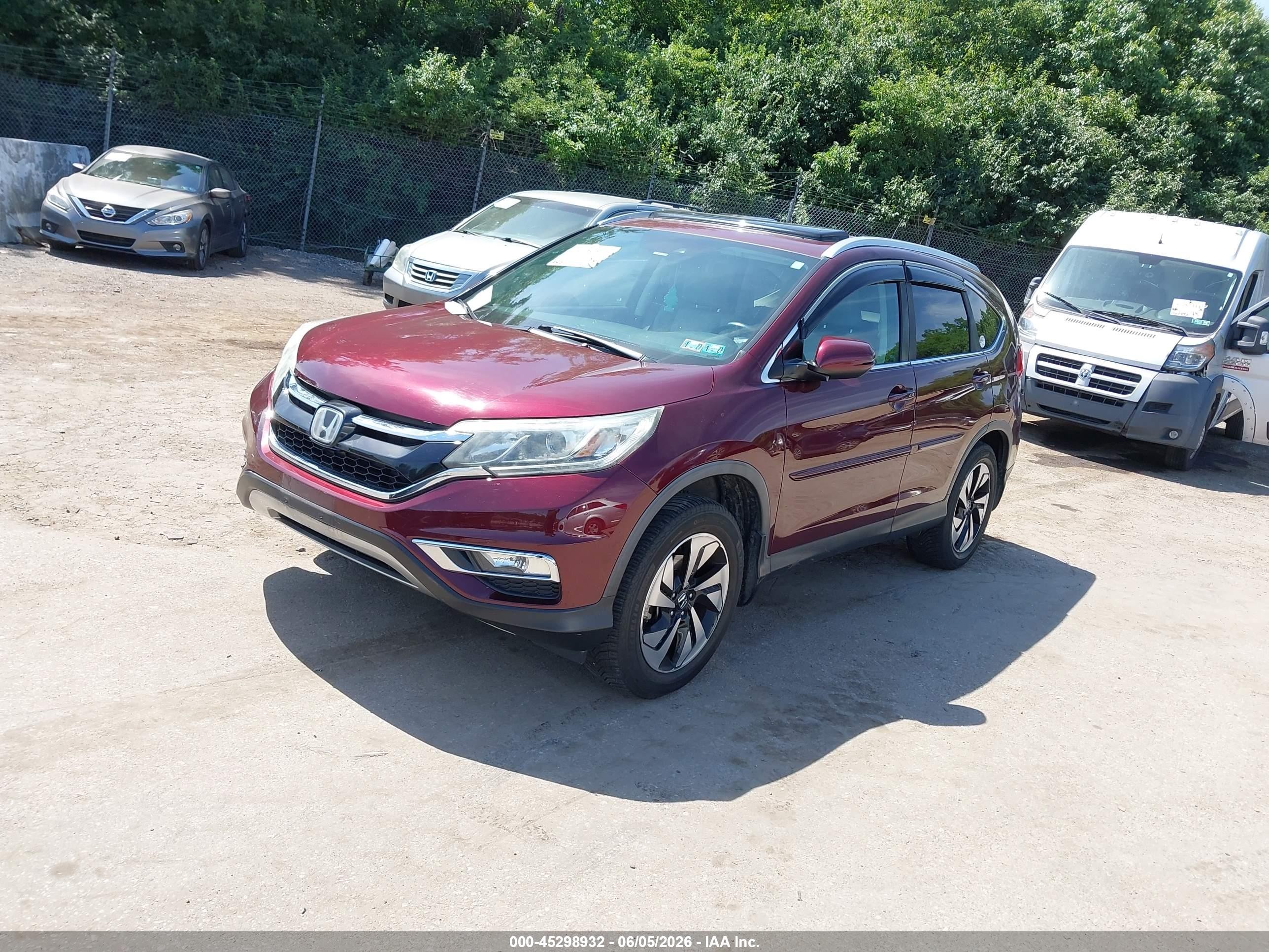 2015 Honda Cr-v Touring Maroon vin: 5J6RM4H9XFL025995