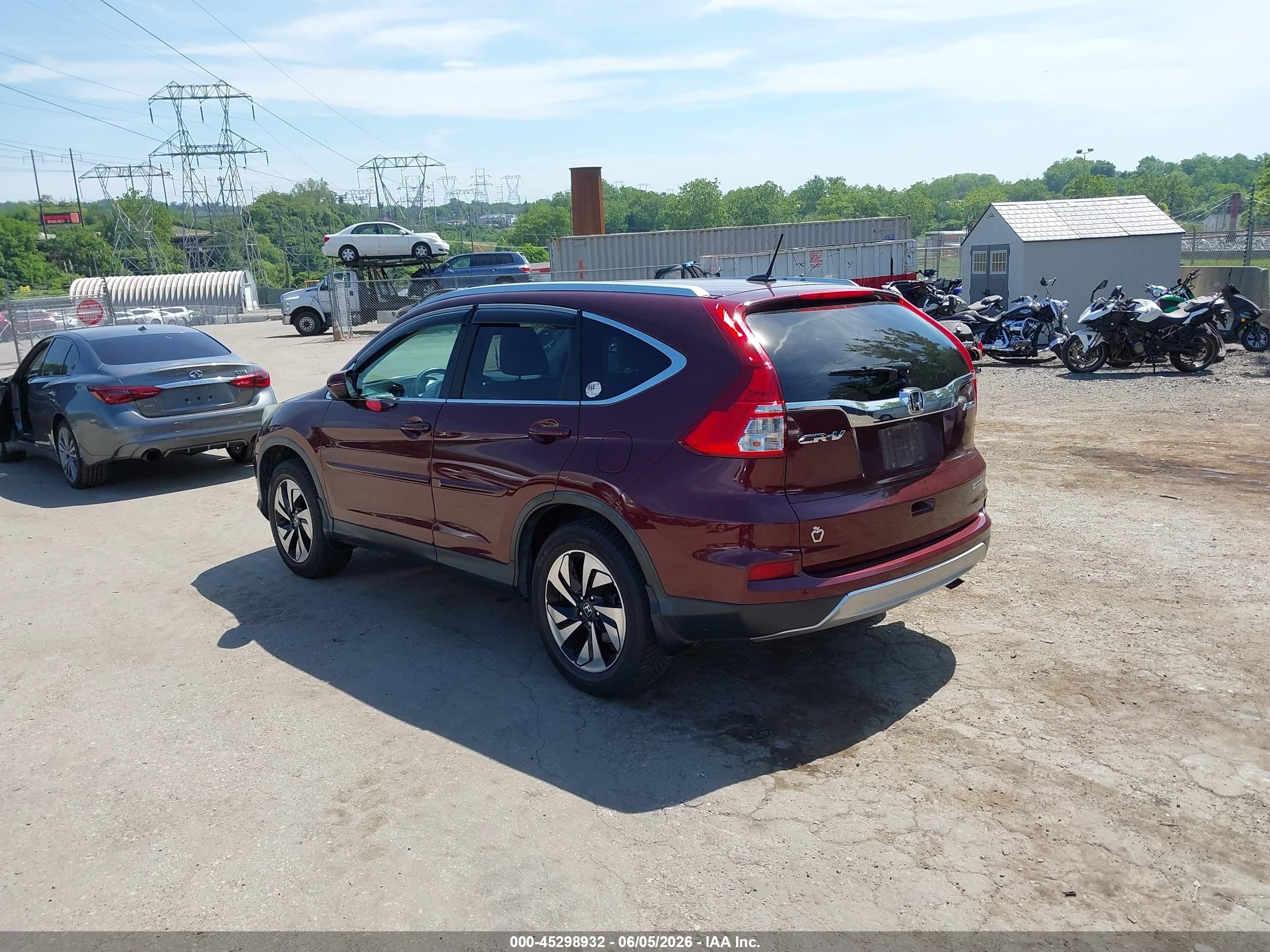 2015 Honda Cr-v Touring Maroon vin: 5J6RM4H9XFL025995