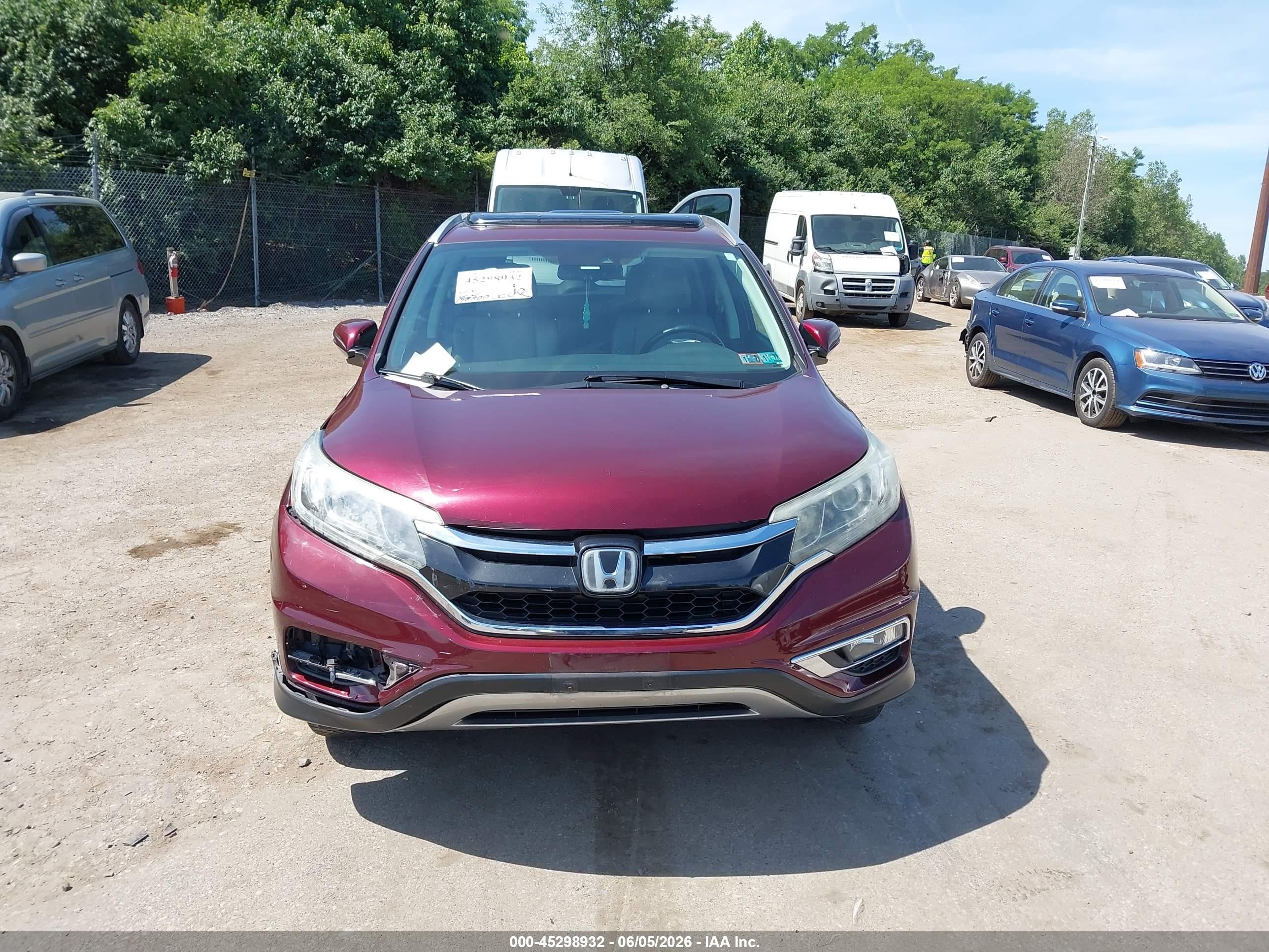 2015 Honda Cr-v Touring Maroon vin: 5J6RM4H9XFL025995