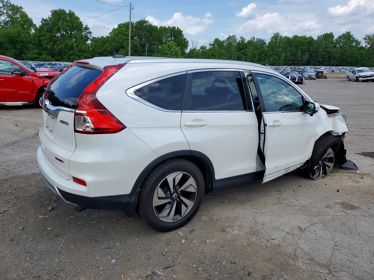 2015 Honda Cr-v Touring White vin: 5J6RM4H9XFL102400