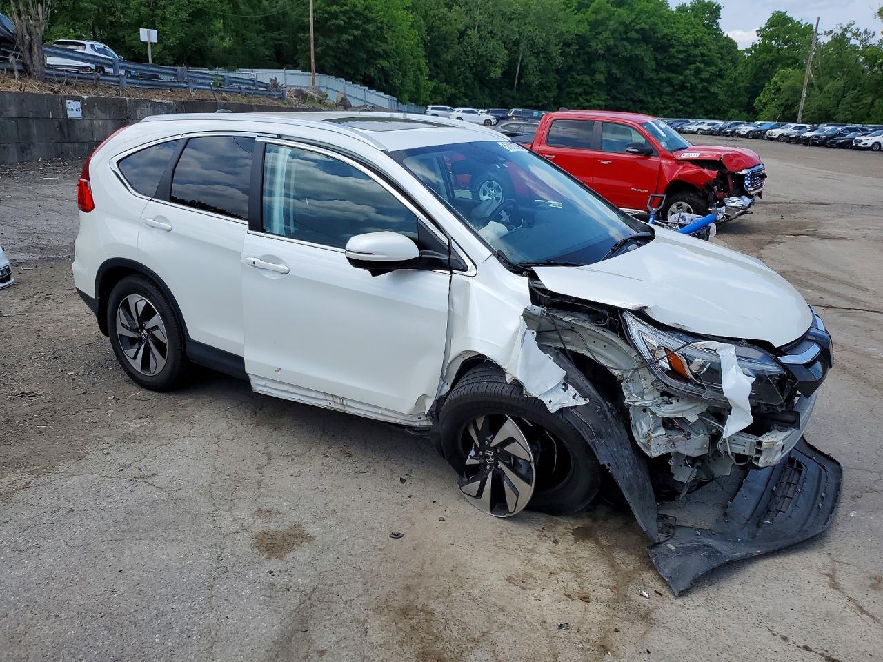 2015 Honda Cr-v Touring White vin: 5J6RM4H9XFL102400