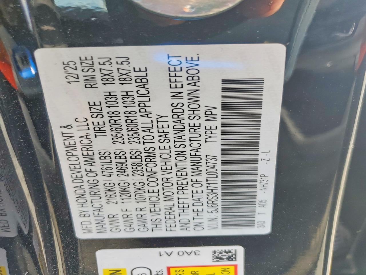 2026 Honda Cr-v Exl Black vin: 5J6RS3H71TL004737