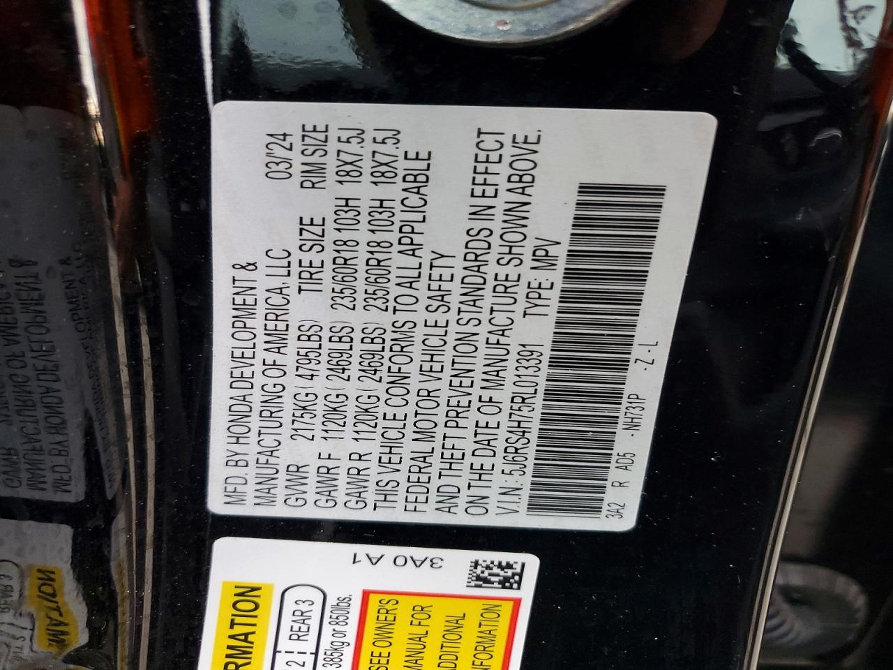 2024 Honda Cr-v Exl Black vin: 5J6RS4H75RL013391