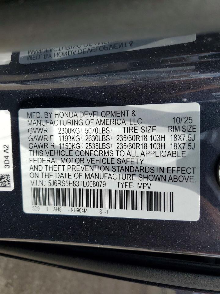 2026 Honda Cr-v Sport-l Charcoal vin: 5J6RS5H83TL008079