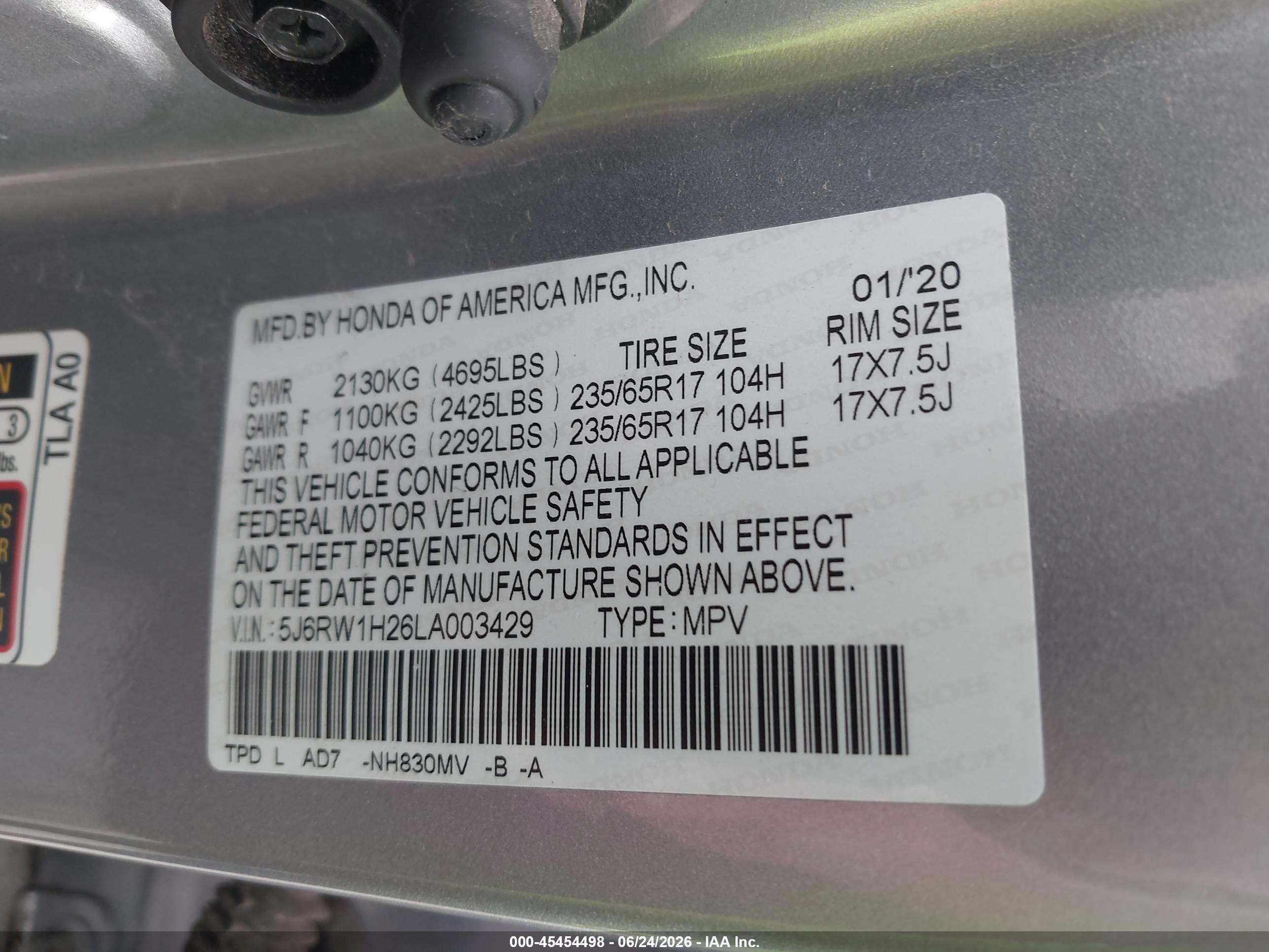 2020 Honda Cr-v 2wd Lx Silver vin: 5J6RW1H26LA003429