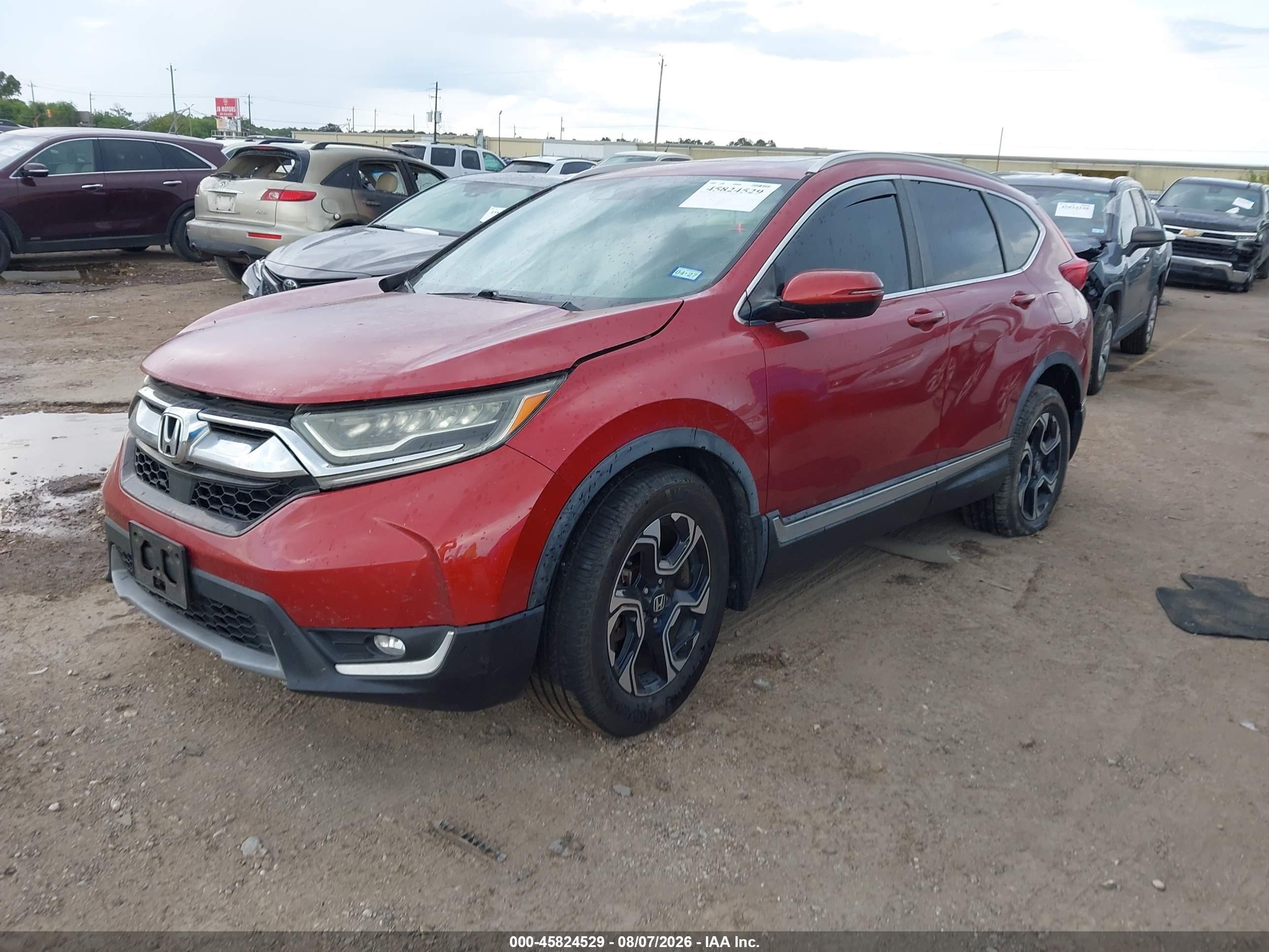 2017 Honda Cr-v Touring Red vin: 5J6RW1H9XHL014443