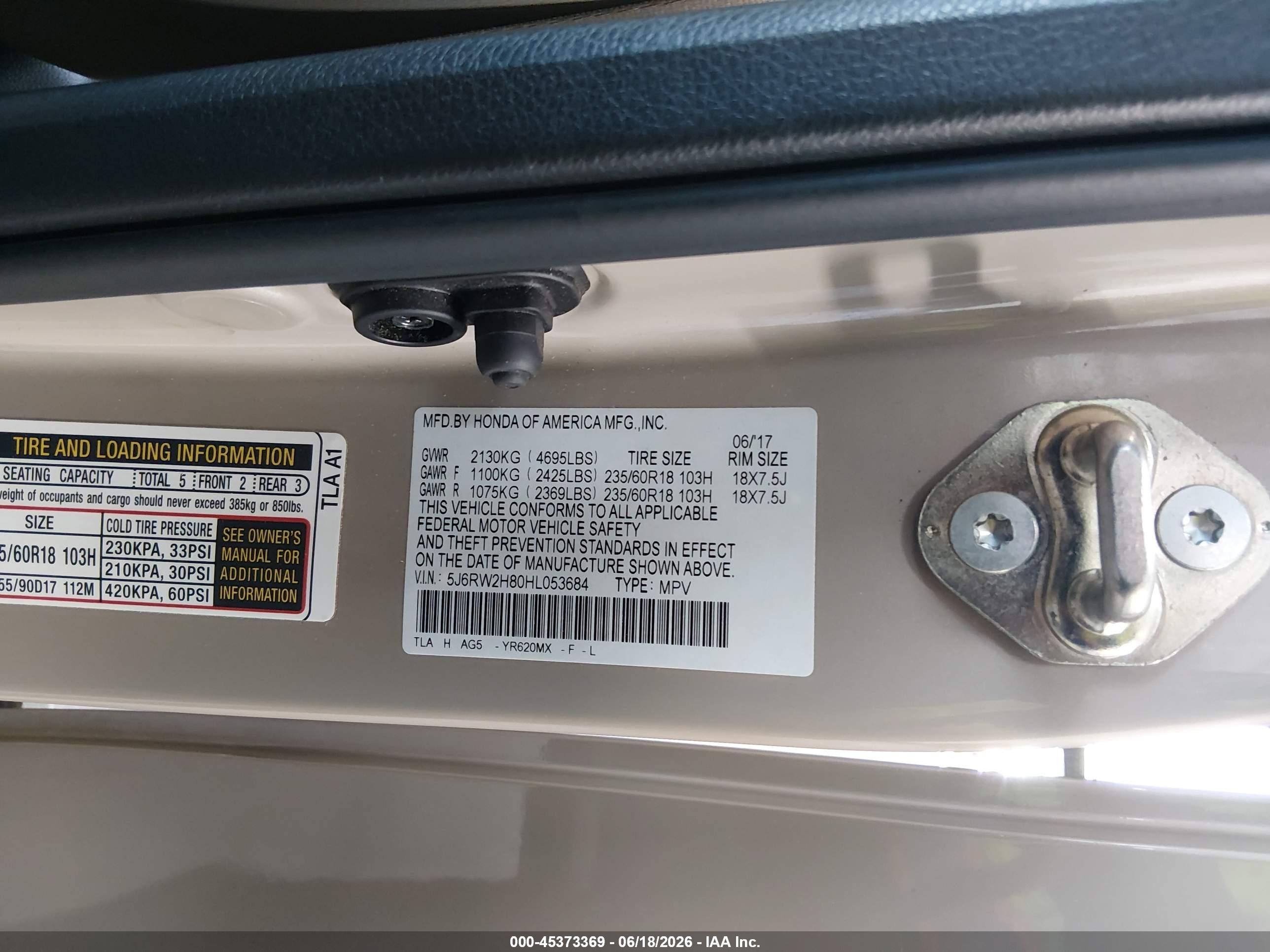 2017 Honda Cr-v Ex-l/ex-l Navi Beige vin: 5J6RW2H80HL053684