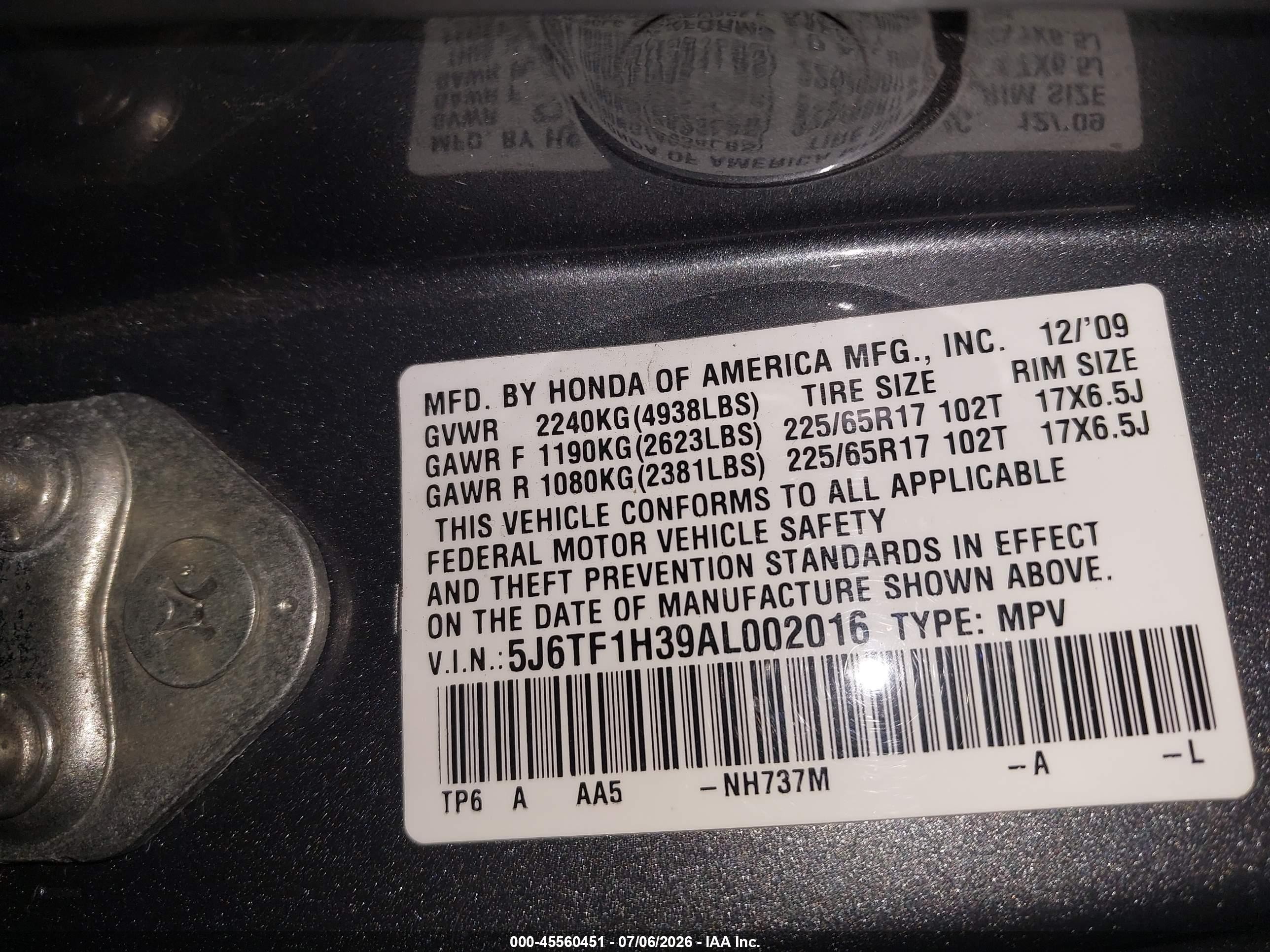 2010 Honda Accord Crosstour Ex Gray vin: 5J6TF1H39AL002016