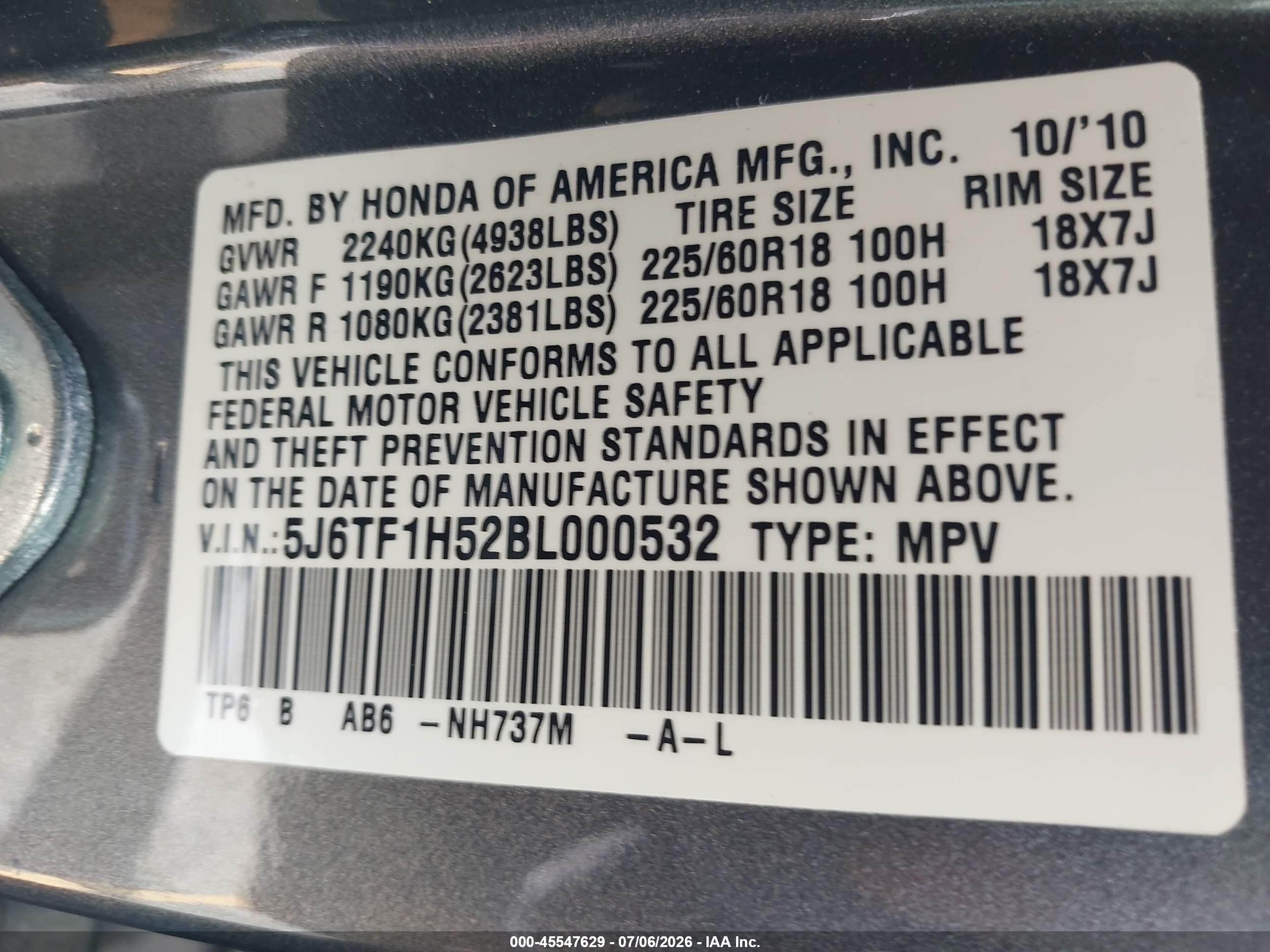 2011 Honda Accord Crosstour Ex-l Gray vin: 5J6TF1H52BL000532