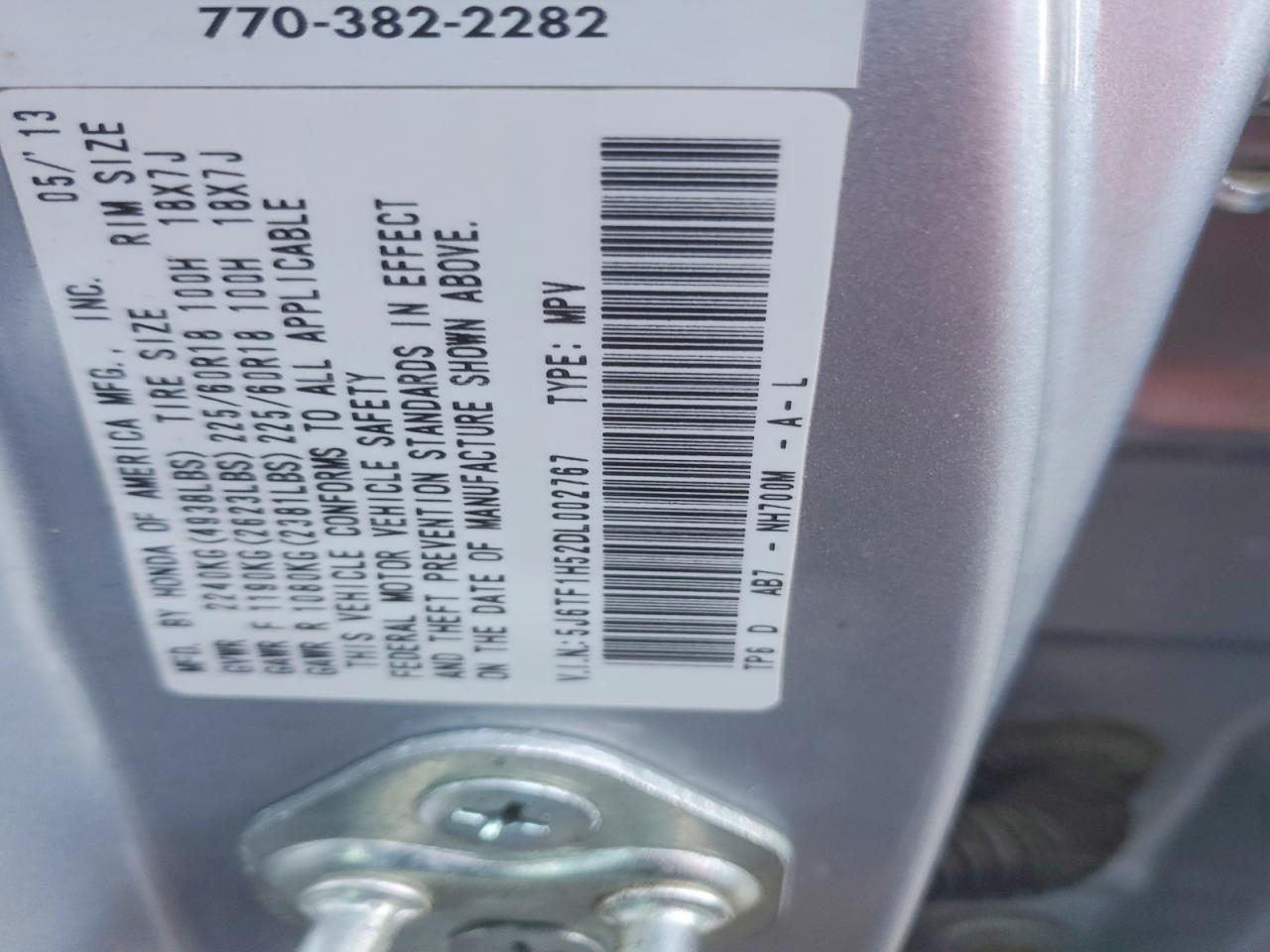 2013 Honda Crosstour Exl Silver vin: 5J6TF1H52DL002767