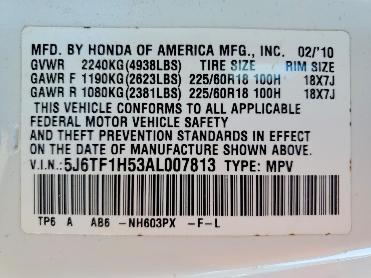 2010 Honda Accord Crosstour Exl Белый vin: 5J6TF1H53AL007813