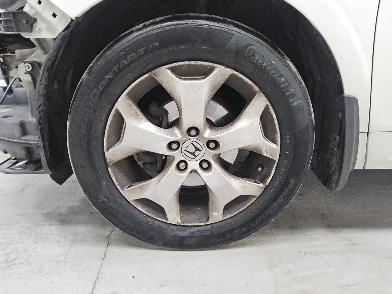 2011 Honda Accord Crosstour Exl White vin: 5J6TF1H53BL003665 Damage: Left Front Tire, Worn, Replacement Required