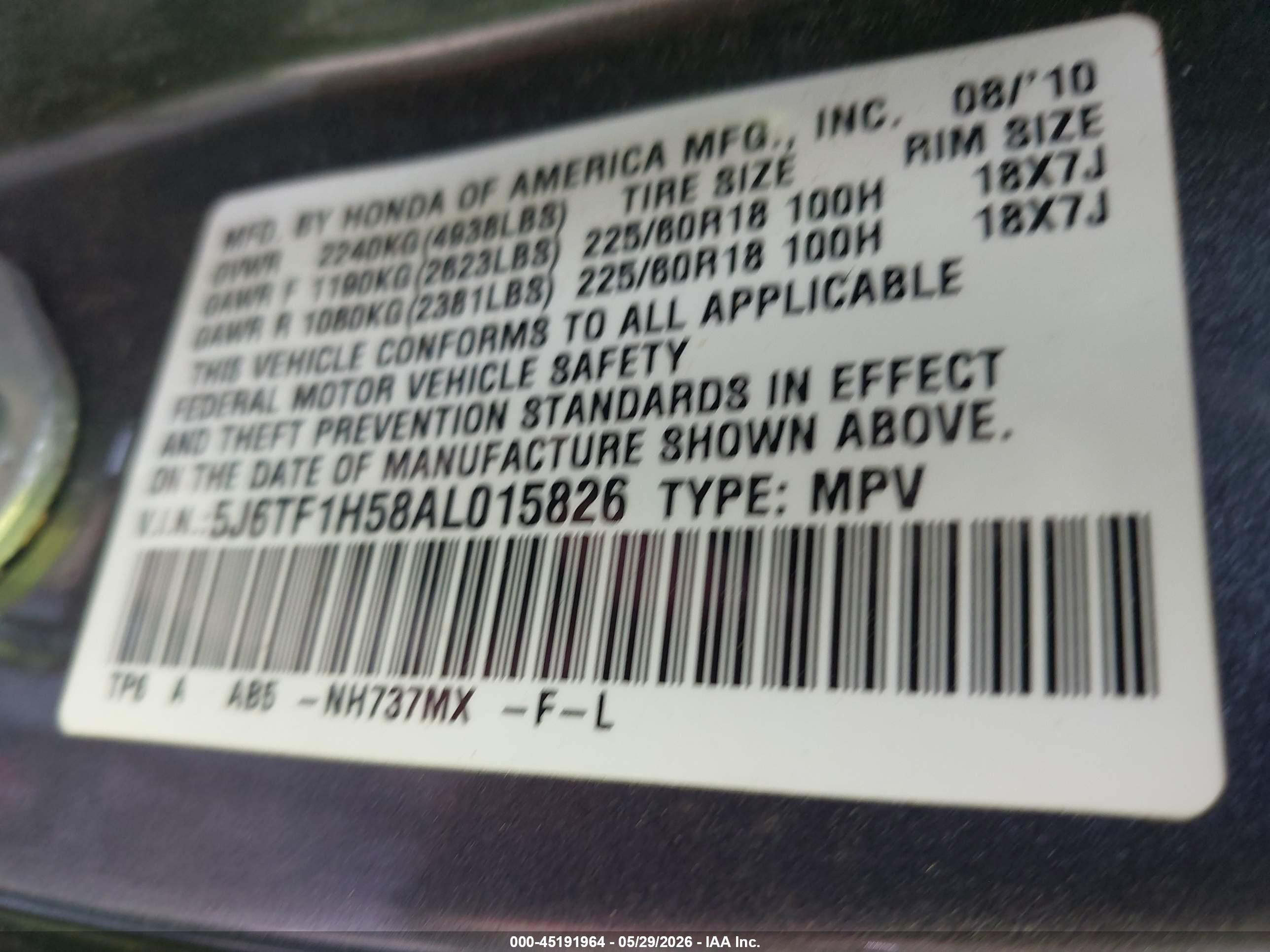 2010 Honda Accord Crosstour Ex-l Gray vin: 5J6TF1H58AL015826