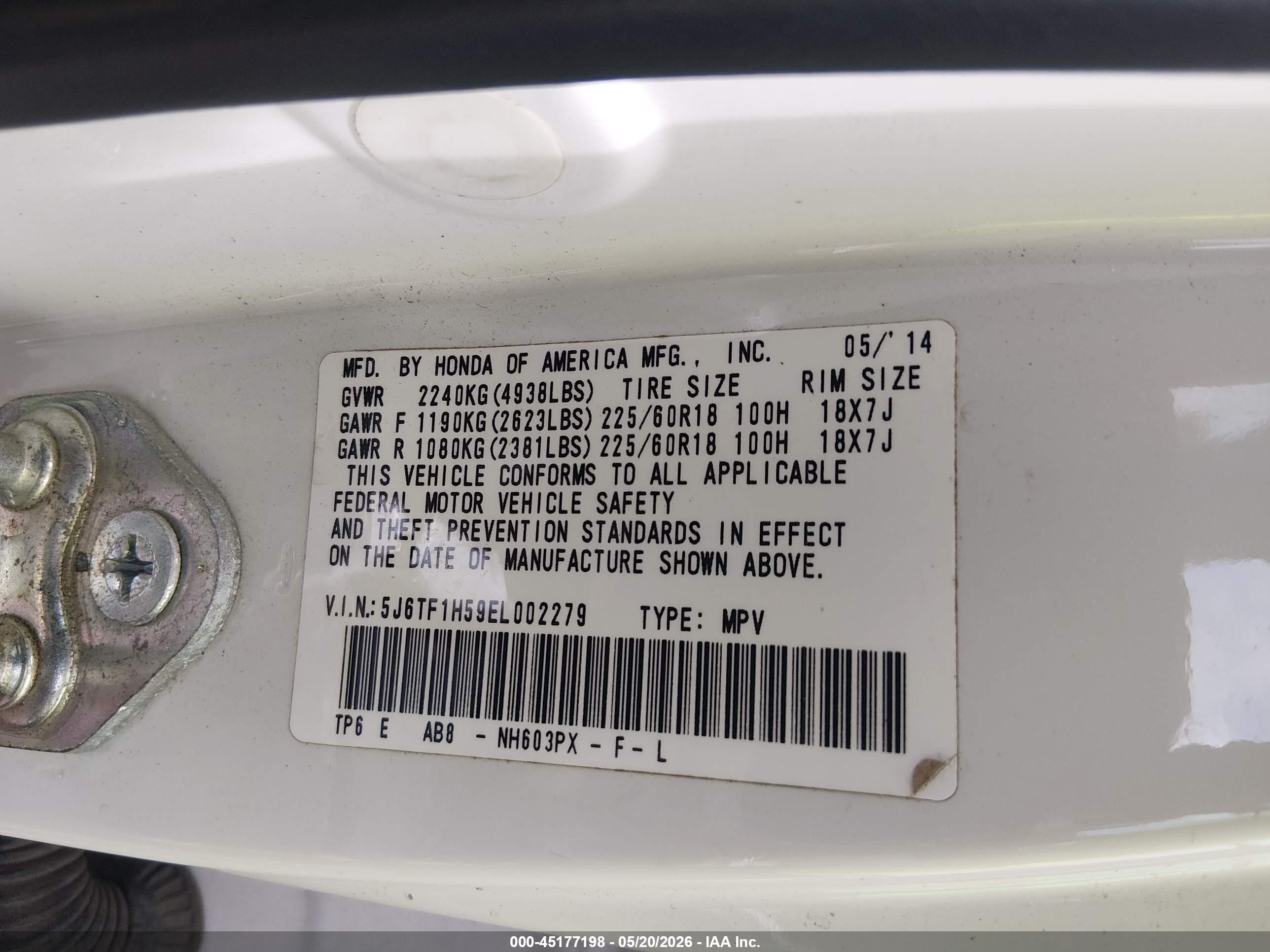 2014 Honda Crosstour Ex-l V6 White vin: 5J6TF1H59EL002279