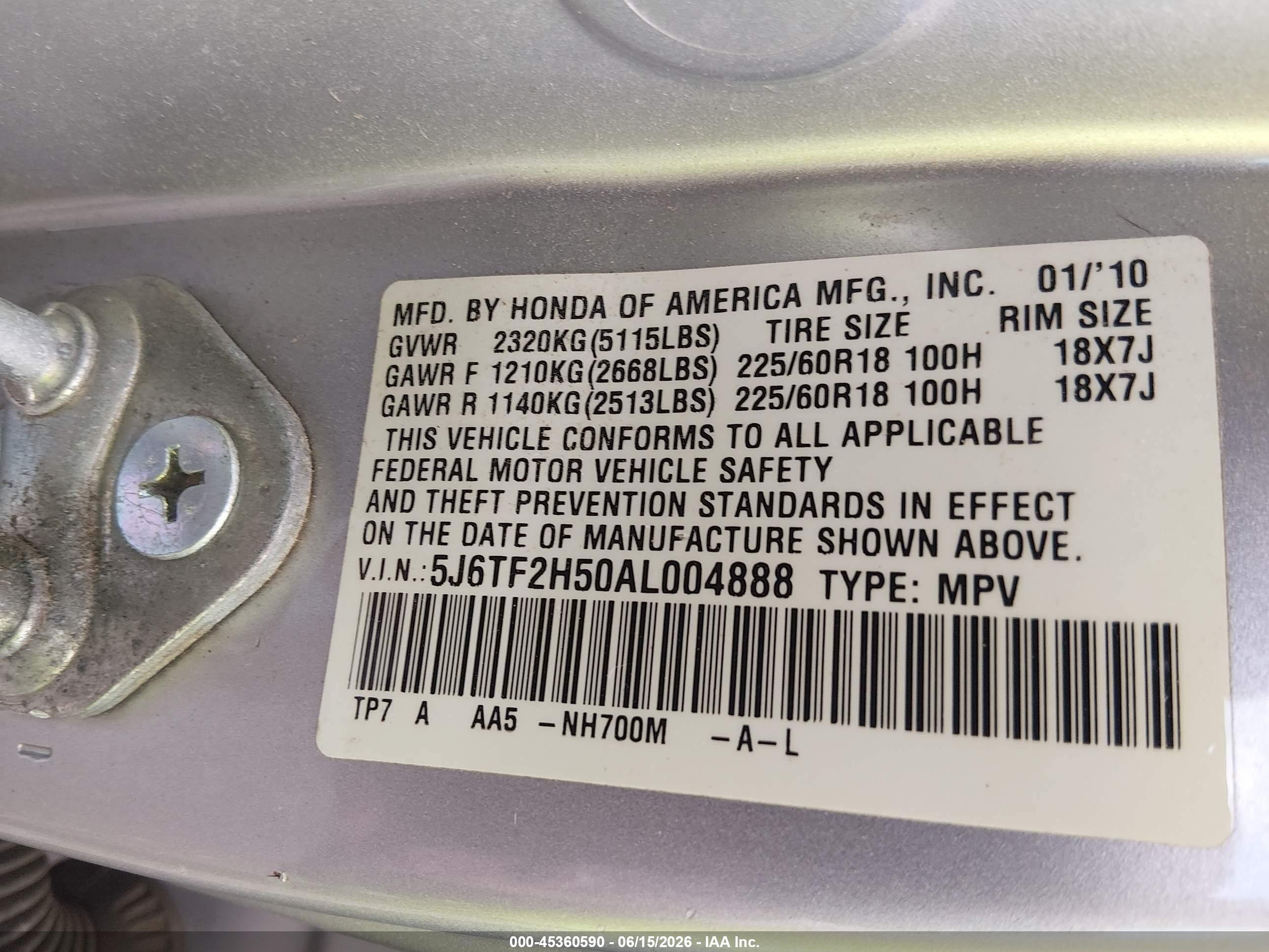 2010 Honda Accord Crosstour Ex-l Silver vin: 5J6TF2H50AL004888