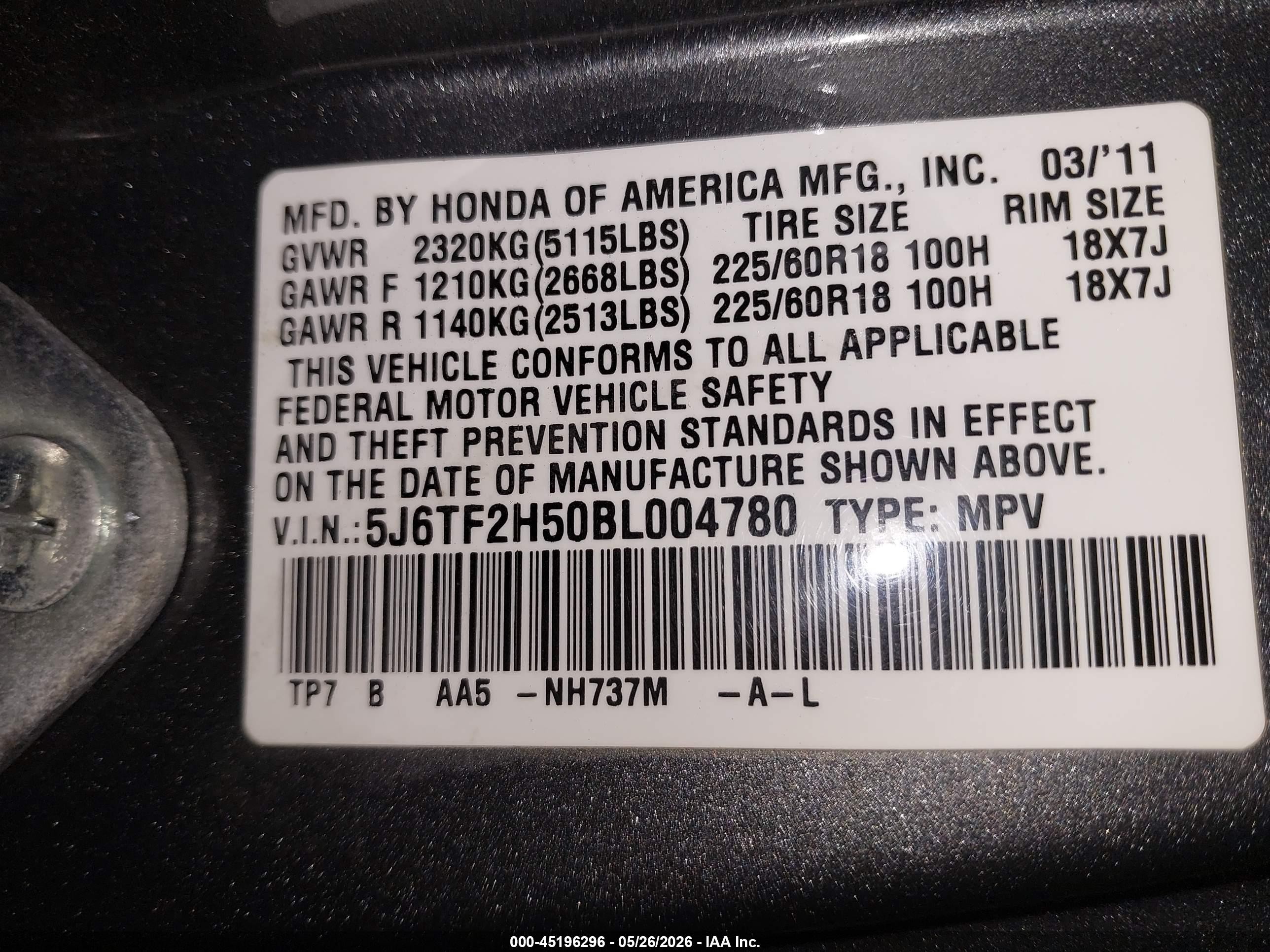 2011 Honda Accord Crosstour Ex-l Gray vin: 5J6TF2H50BL004780