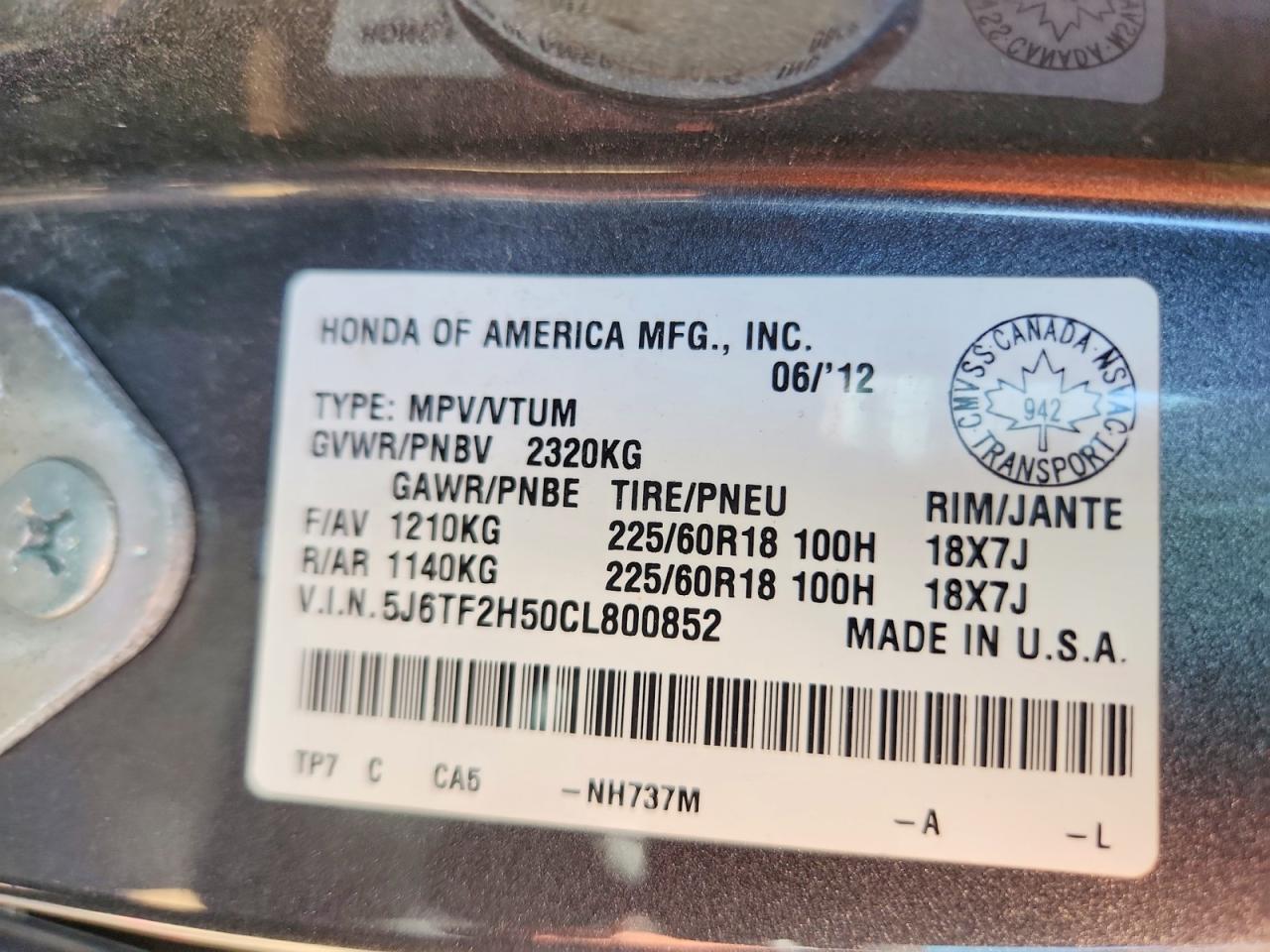 2012 Honda Crosstour Exl Gray vin: 5J6TF2H50CL800852