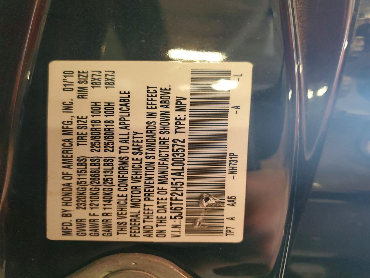 2010 Honda Accord Crosstour Exl Black vin: 5J6TF2H51AL003572