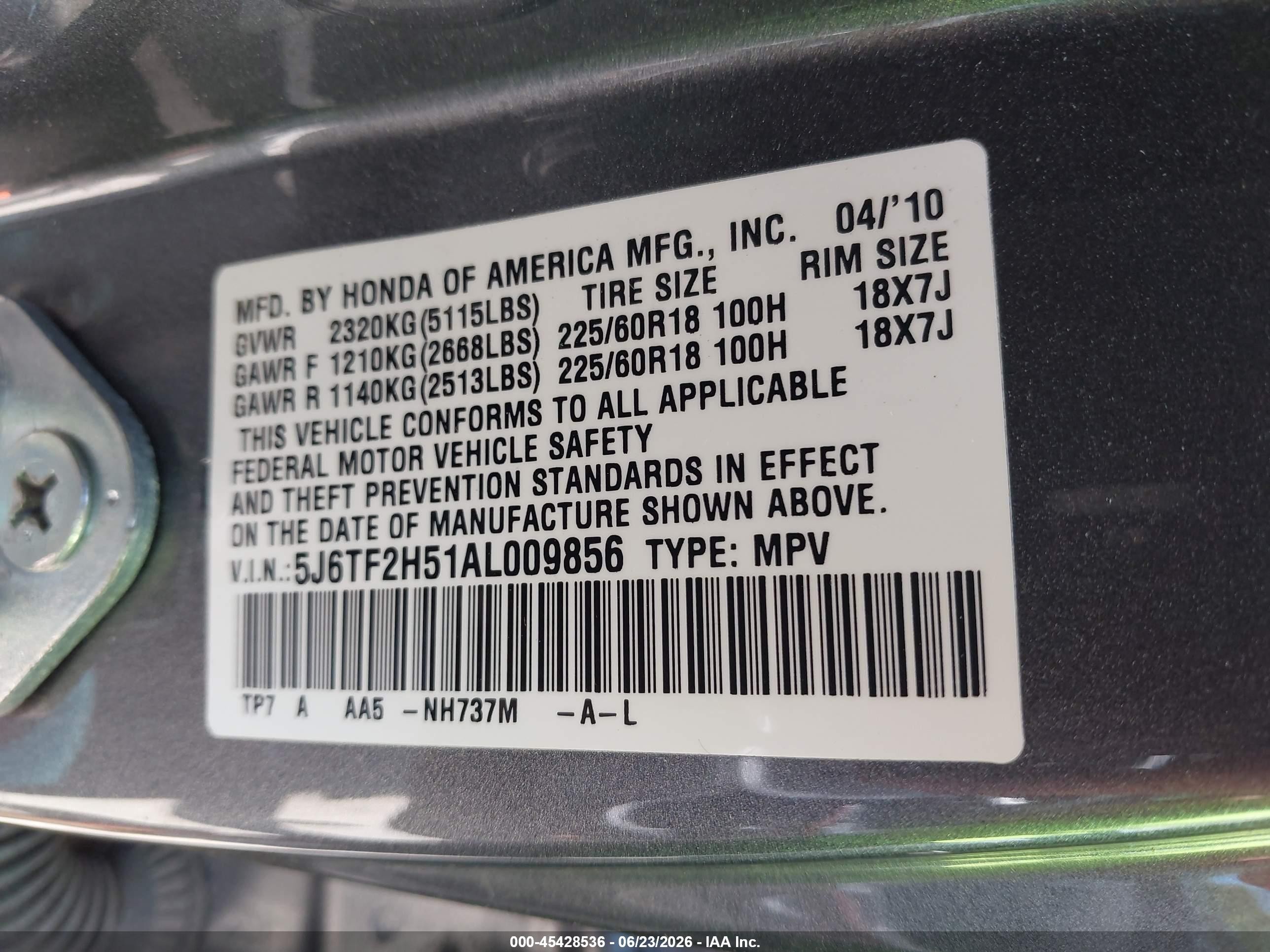 2010 Honda Accord Crosstour Ex-l Gray vin: 5J6TF2H51AL009856