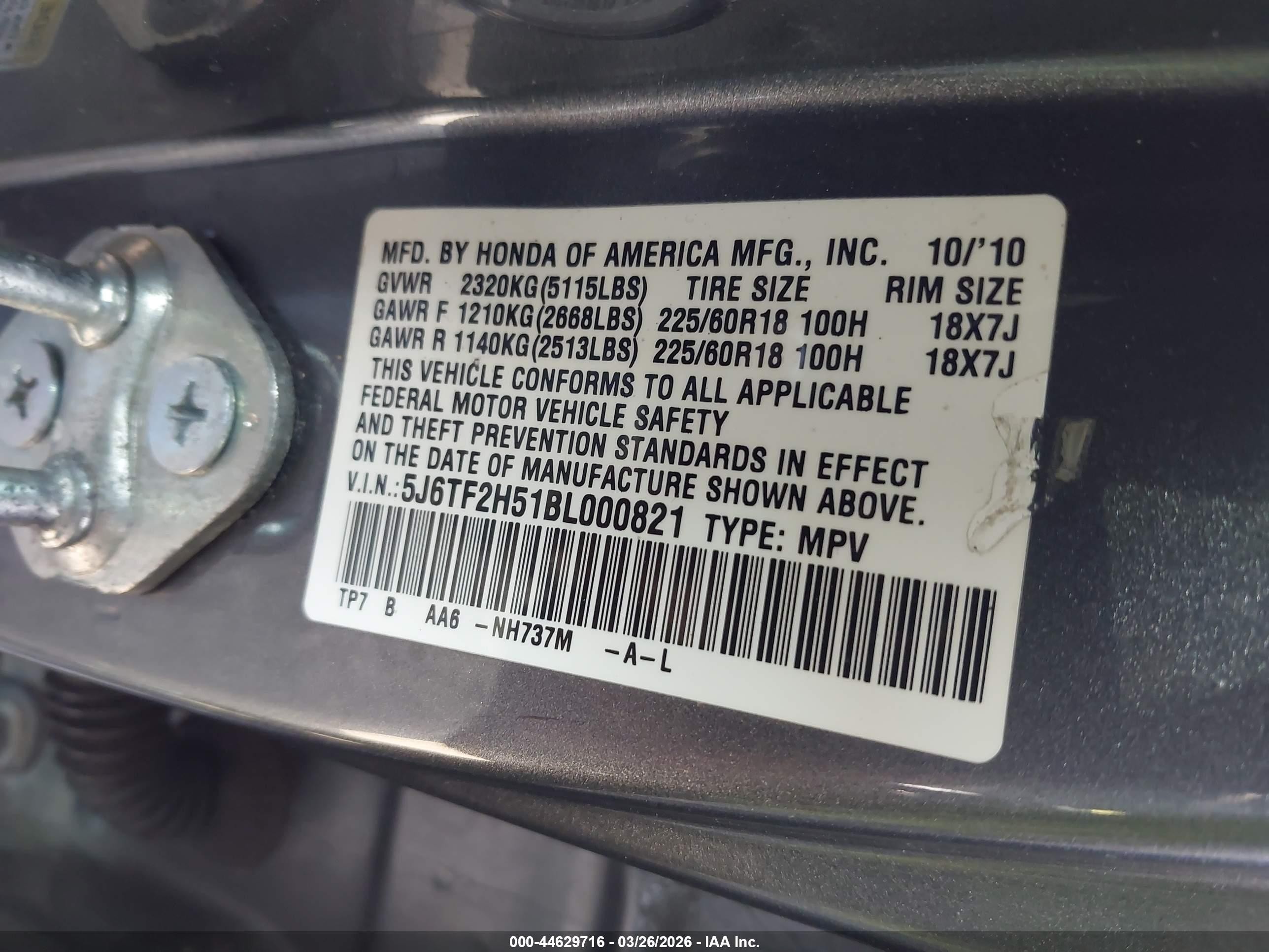 2011 Honda Accord Crosstour Ex-l Gray vin: 5J6TF2H51BL000821