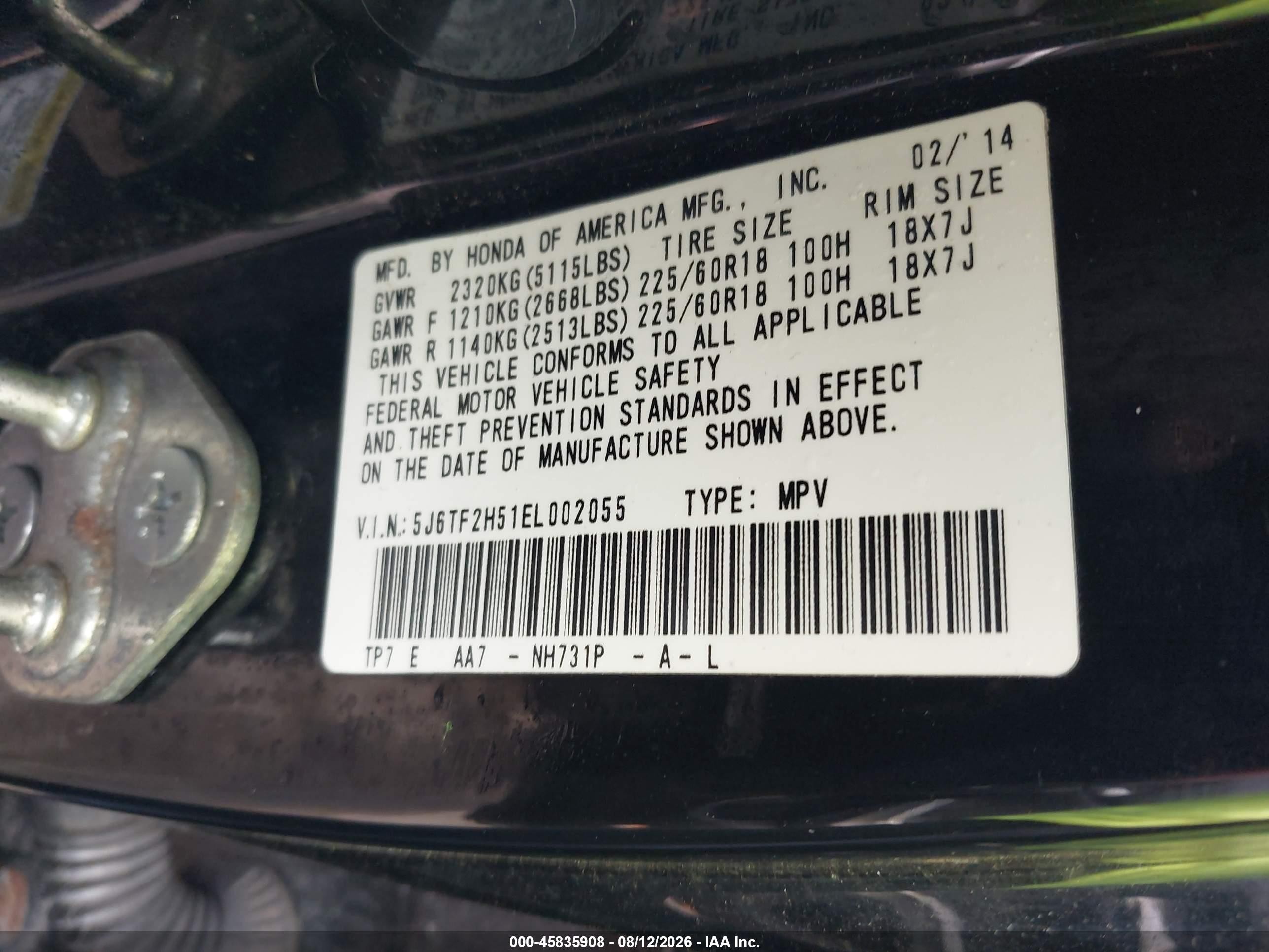 2014 Honda Crosstour Ex-l V6 Black vin: 5J6TF2H51EL002055