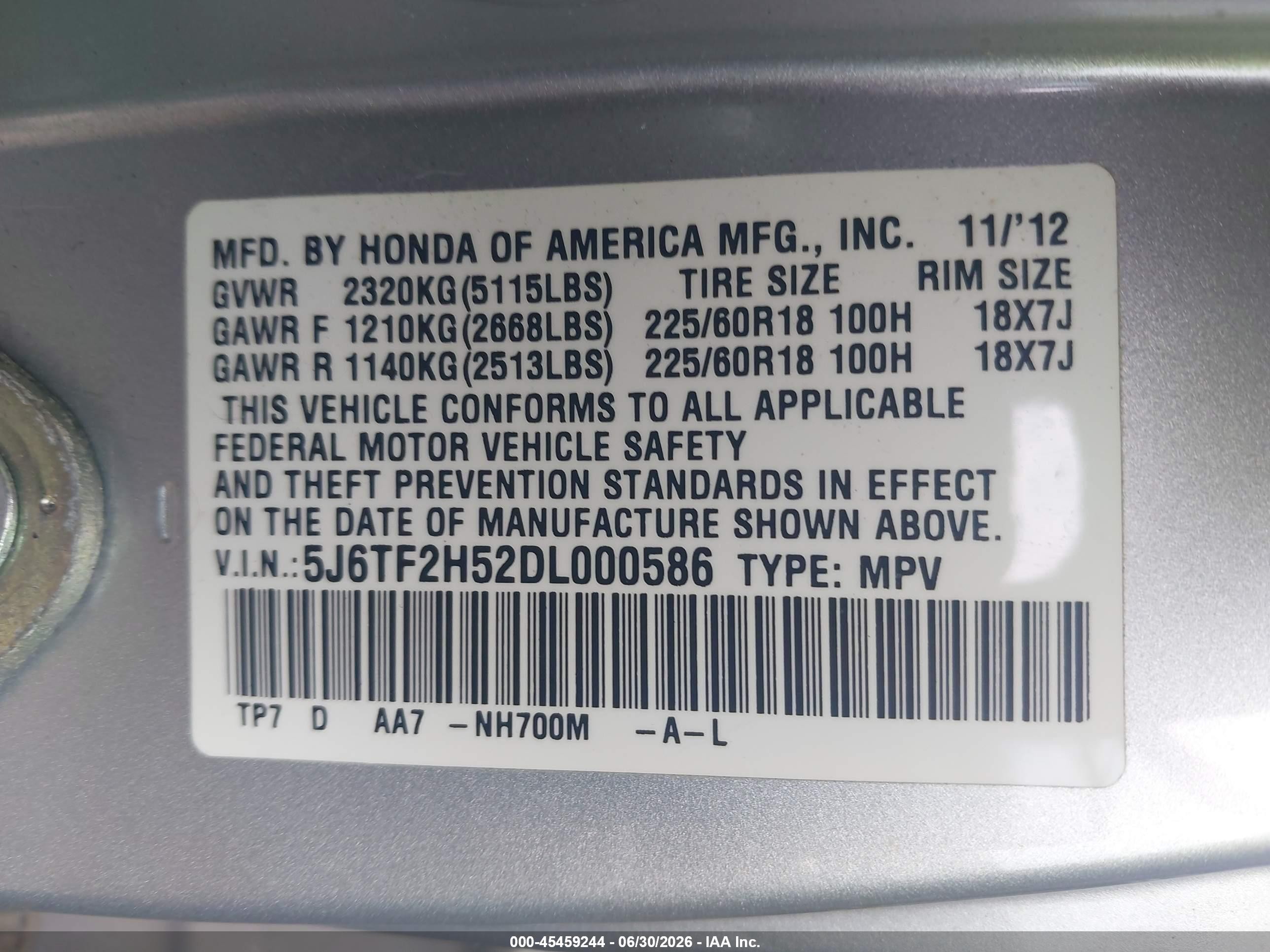 2013 Honda Crosstour Ex-l V6 Silver vin: 5J6TF2H52DL000586