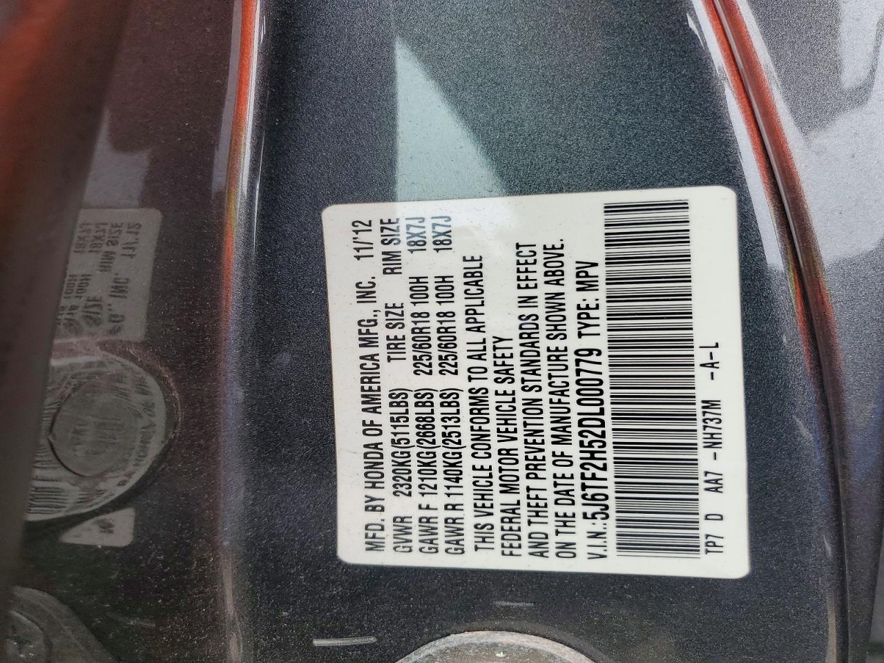 2013 Honda Crosstour Exl Серебряный vin: 5J6TF2H52DL000779