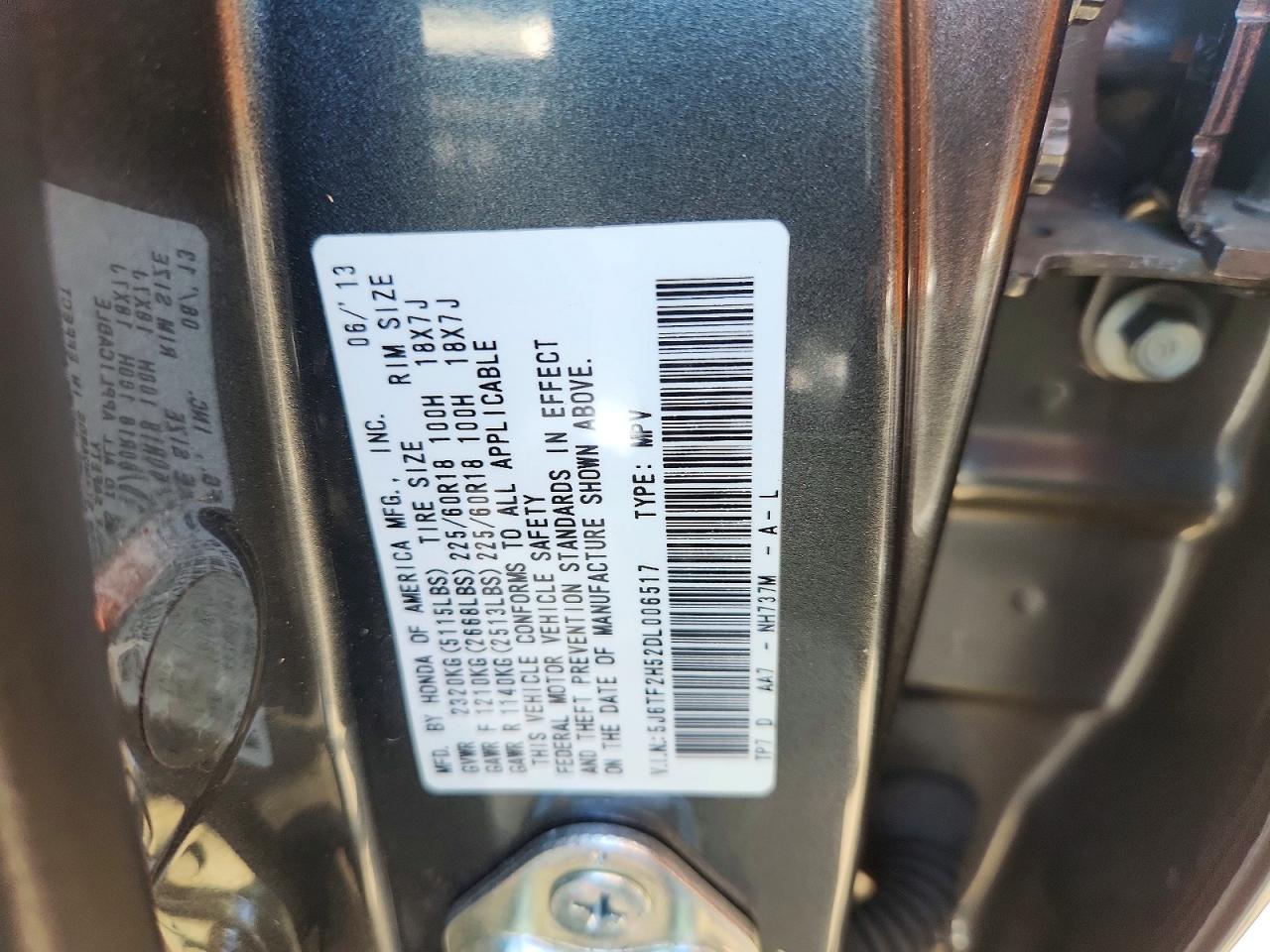 2013 Honda Crosstour Exl Gray vin: 5J6TF2H52DL006517