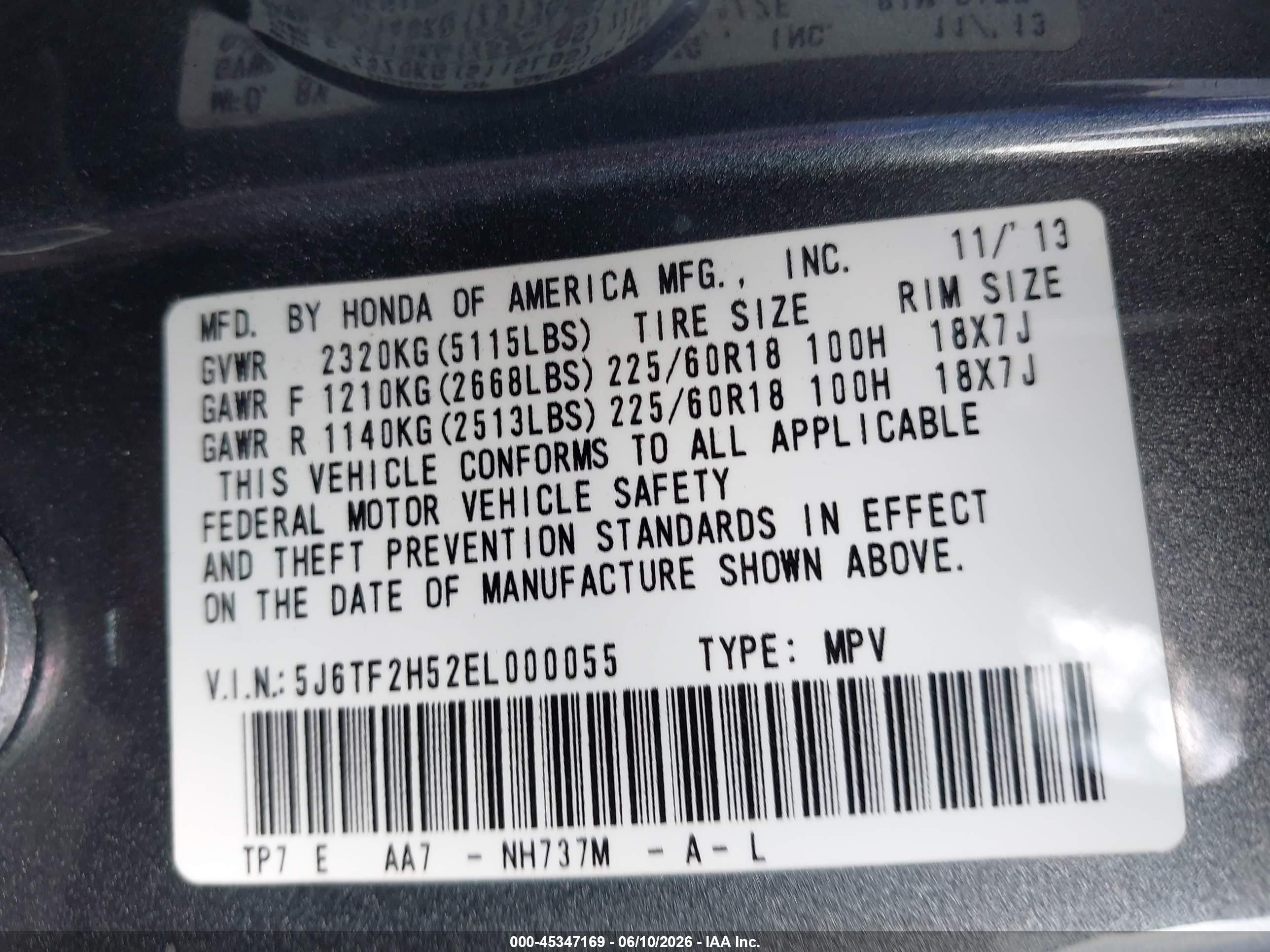 2014 Honda Crosstour Ex-l V6 Gray vin: 5J6TF2H52EL000055