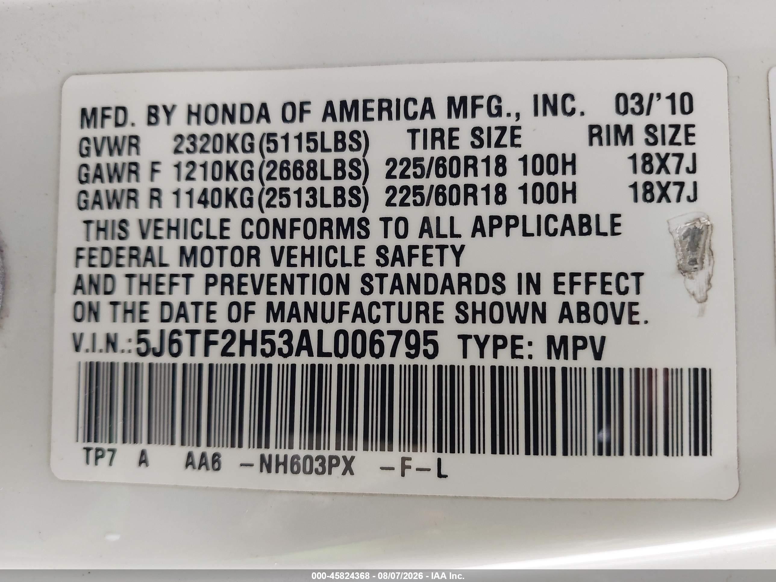 2010 Honda Accord Crosstour Ex-l Белый vin: 5J6TF2H53AL006795