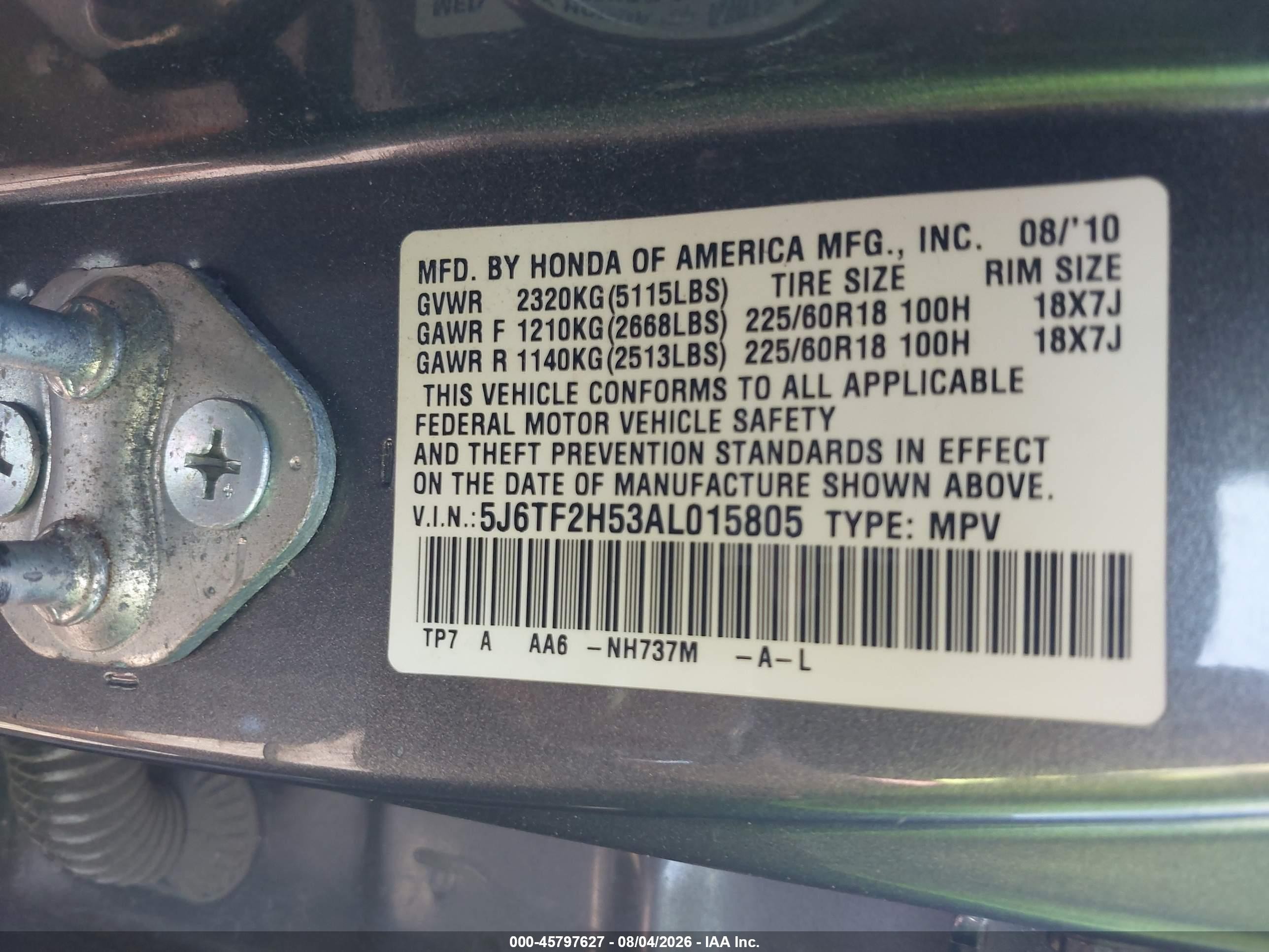 2010 Honda Accord Crosstour Ex-l Gray vin: 5J6TF2H53AL015805