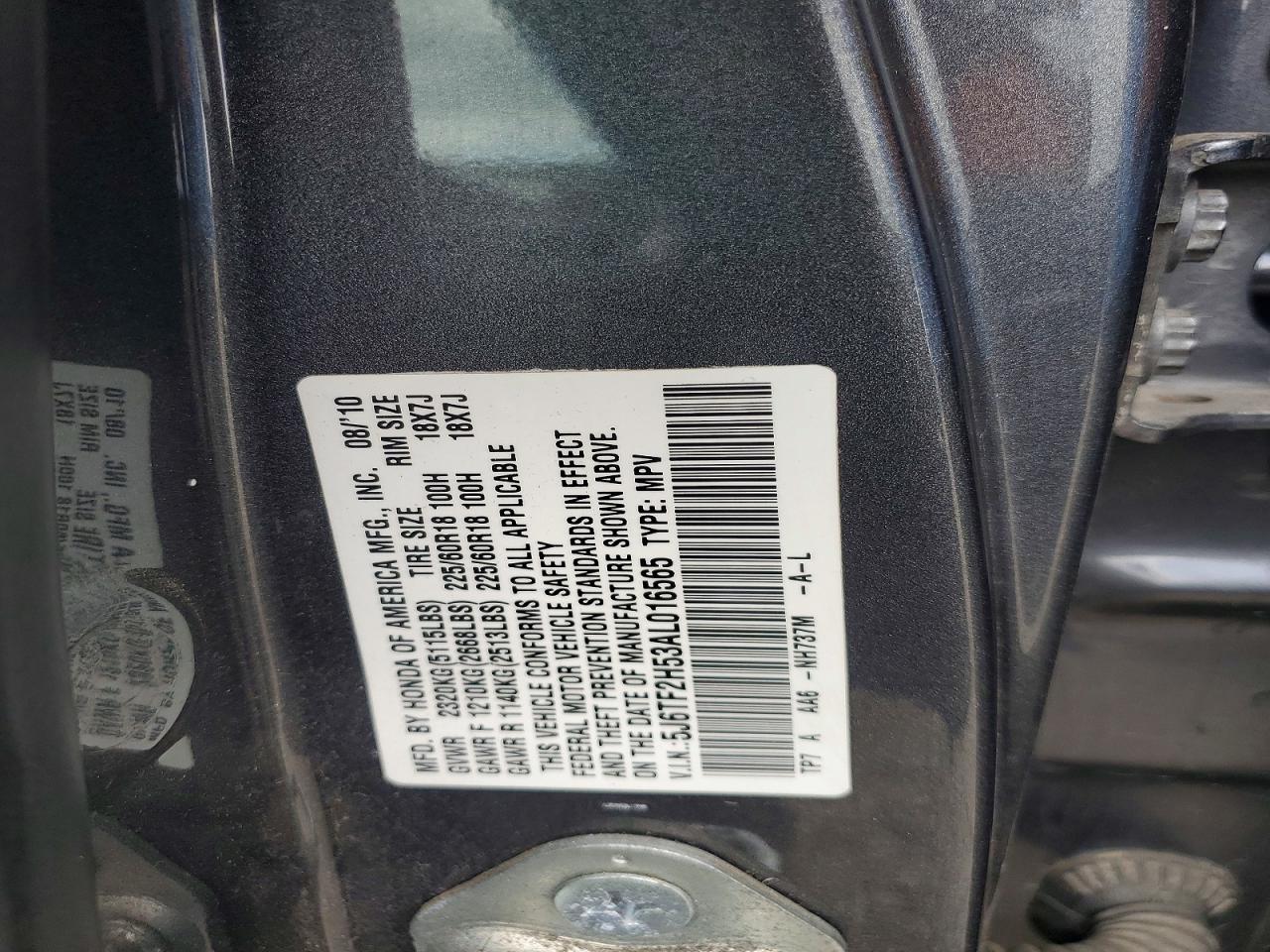 2010 Honda Accord Crosstour Exl Black vin: 5J6TF2H53AL016565