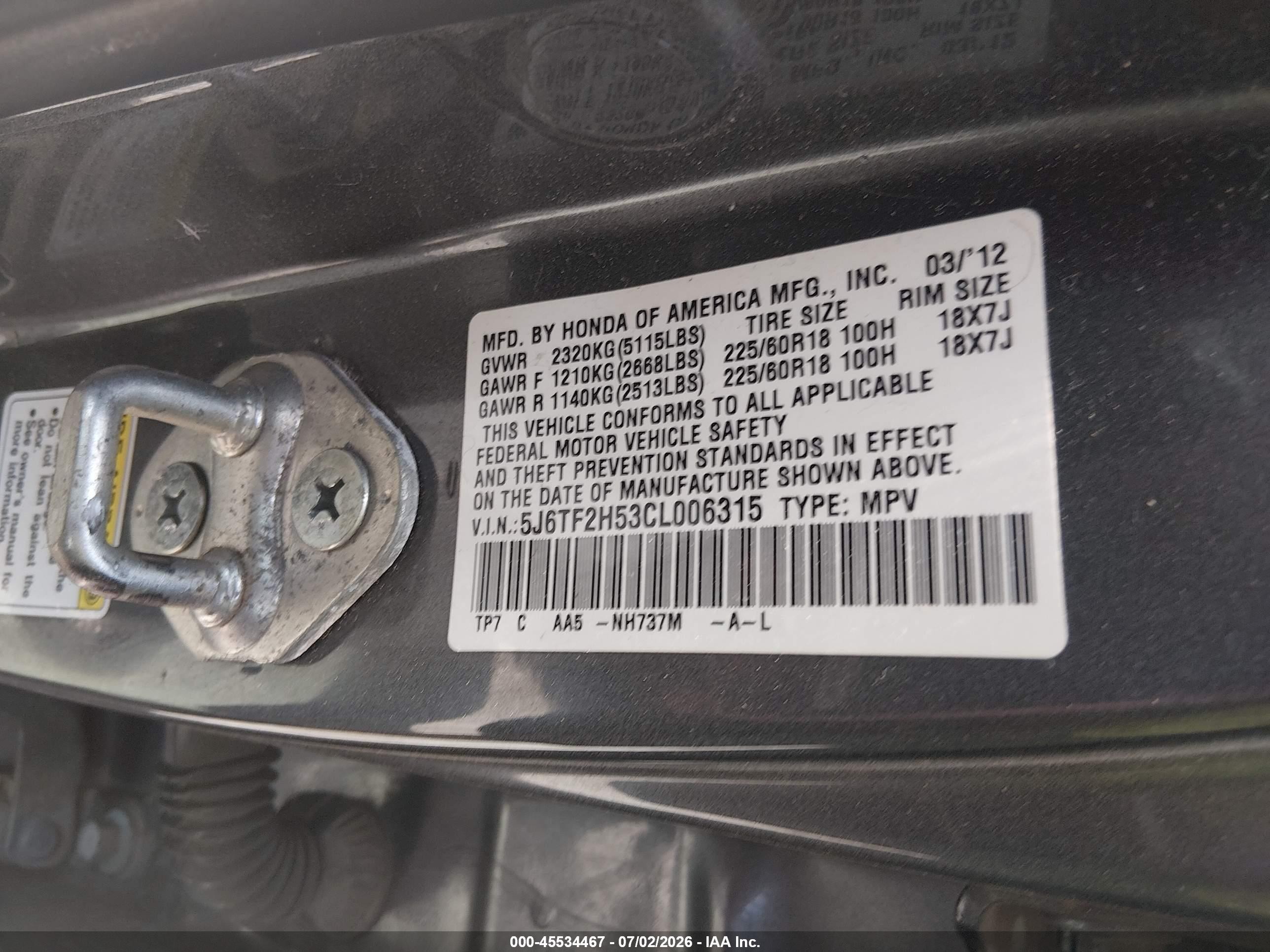 2012 Honda Crosstour Ex-l Gray vin: 5J6TF2H53CL006315