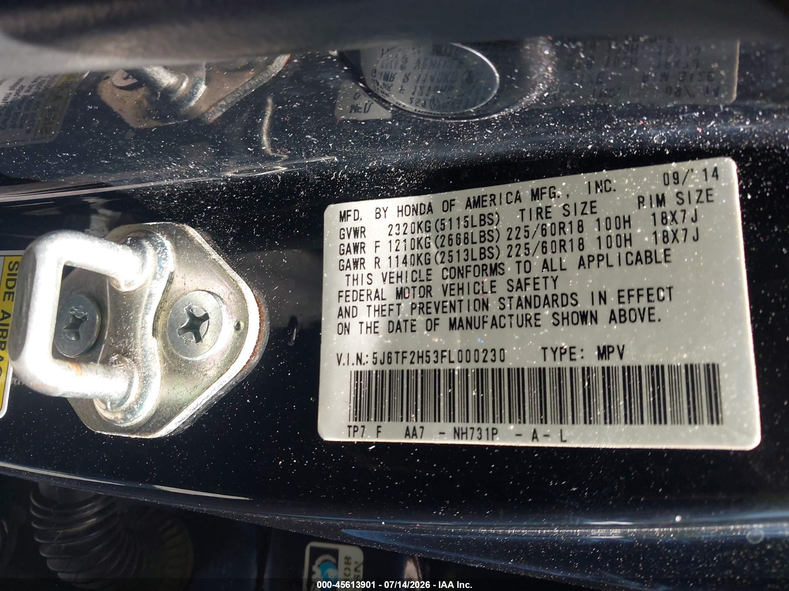 2015 Honda Crosstour Ex-l V6 Black vin: 5J6TF2H53FL000230