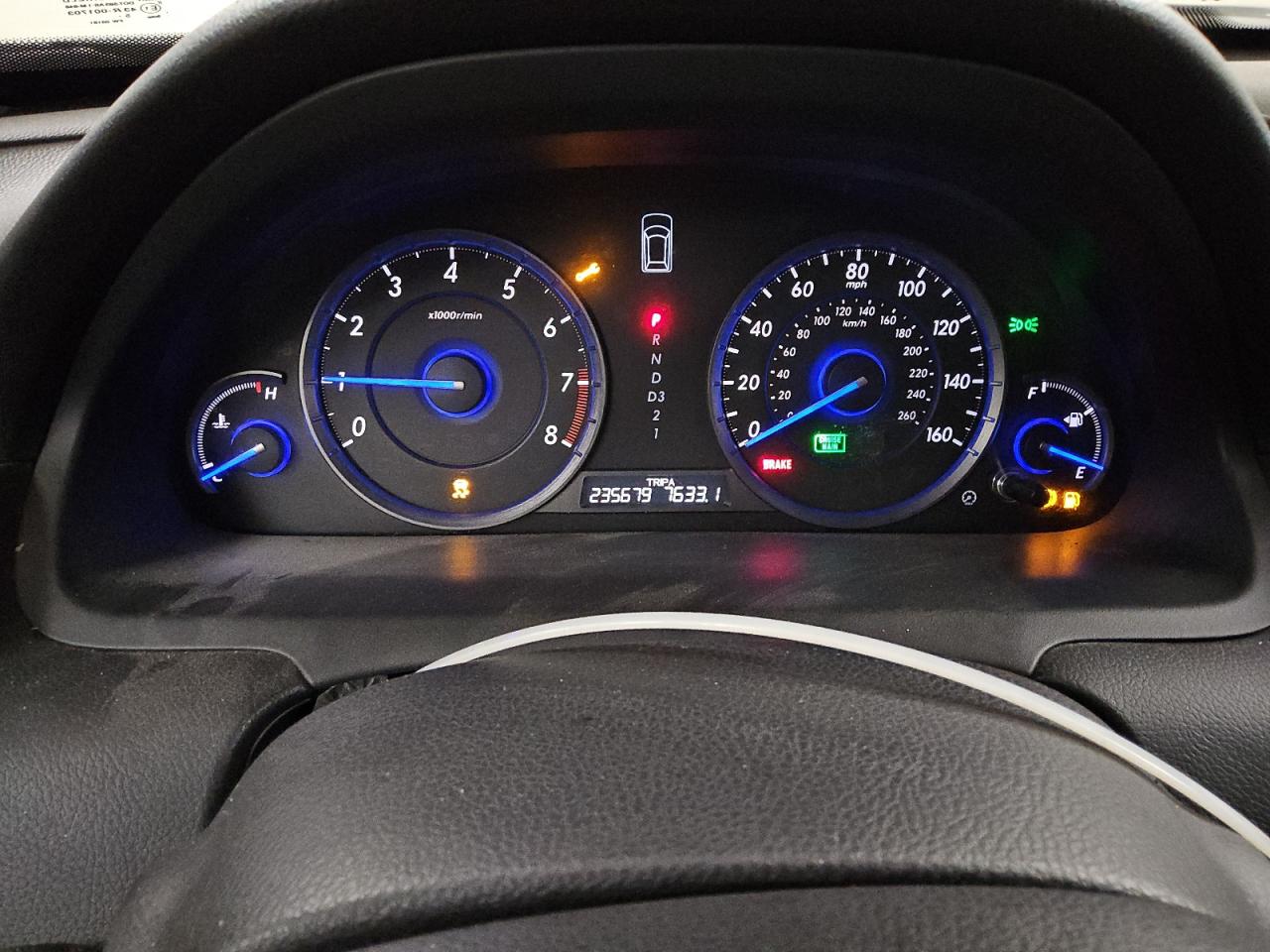 2012 Honda Crosstour Exl Черный vin: 5J6TF2H54CL008686 Damage: Warning Light - Abs, On, Unacceptable