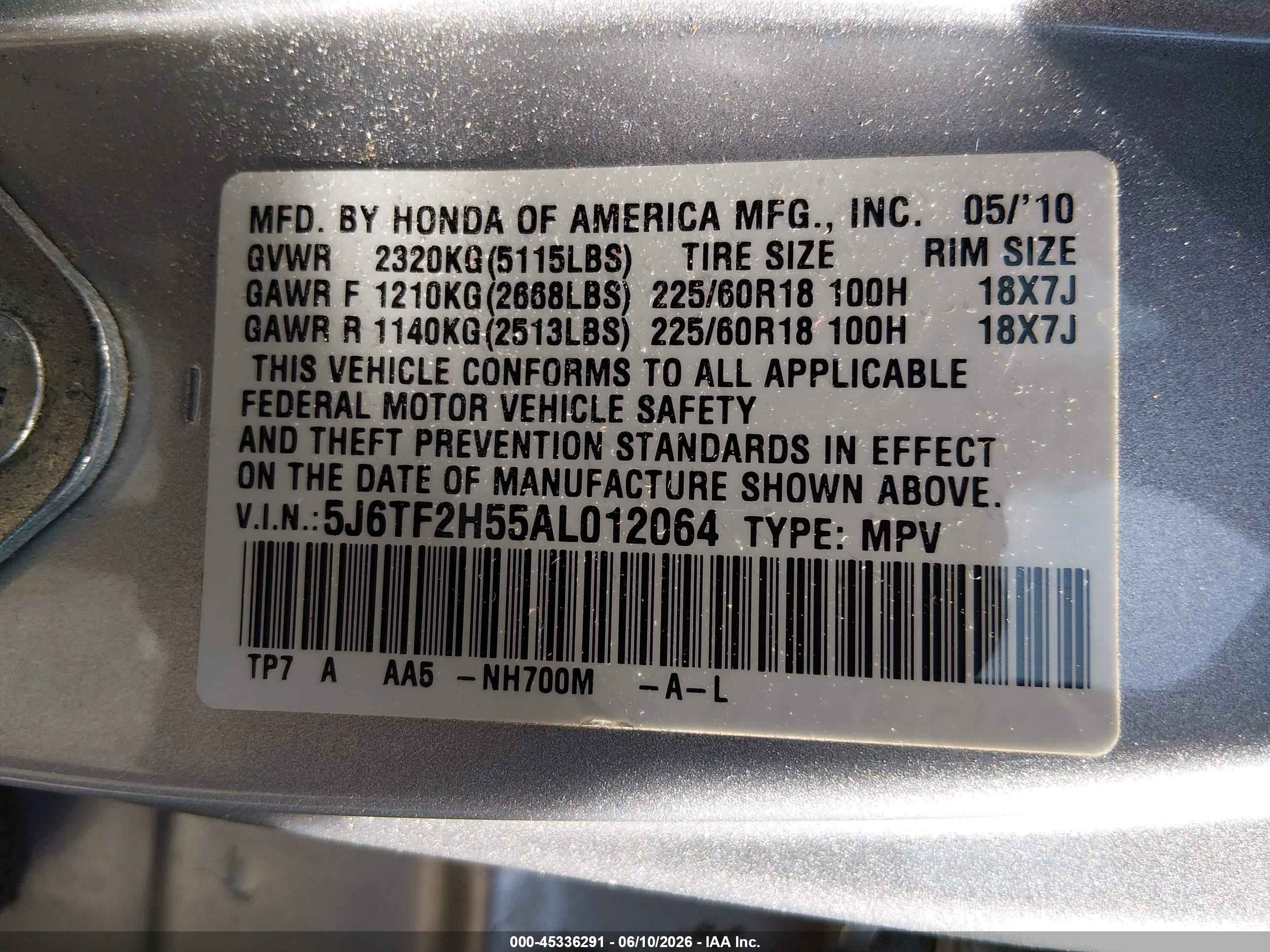 2010 Honda Accord Crosstour Ex-l Silver vin: 5J6TF2H55AL012064
