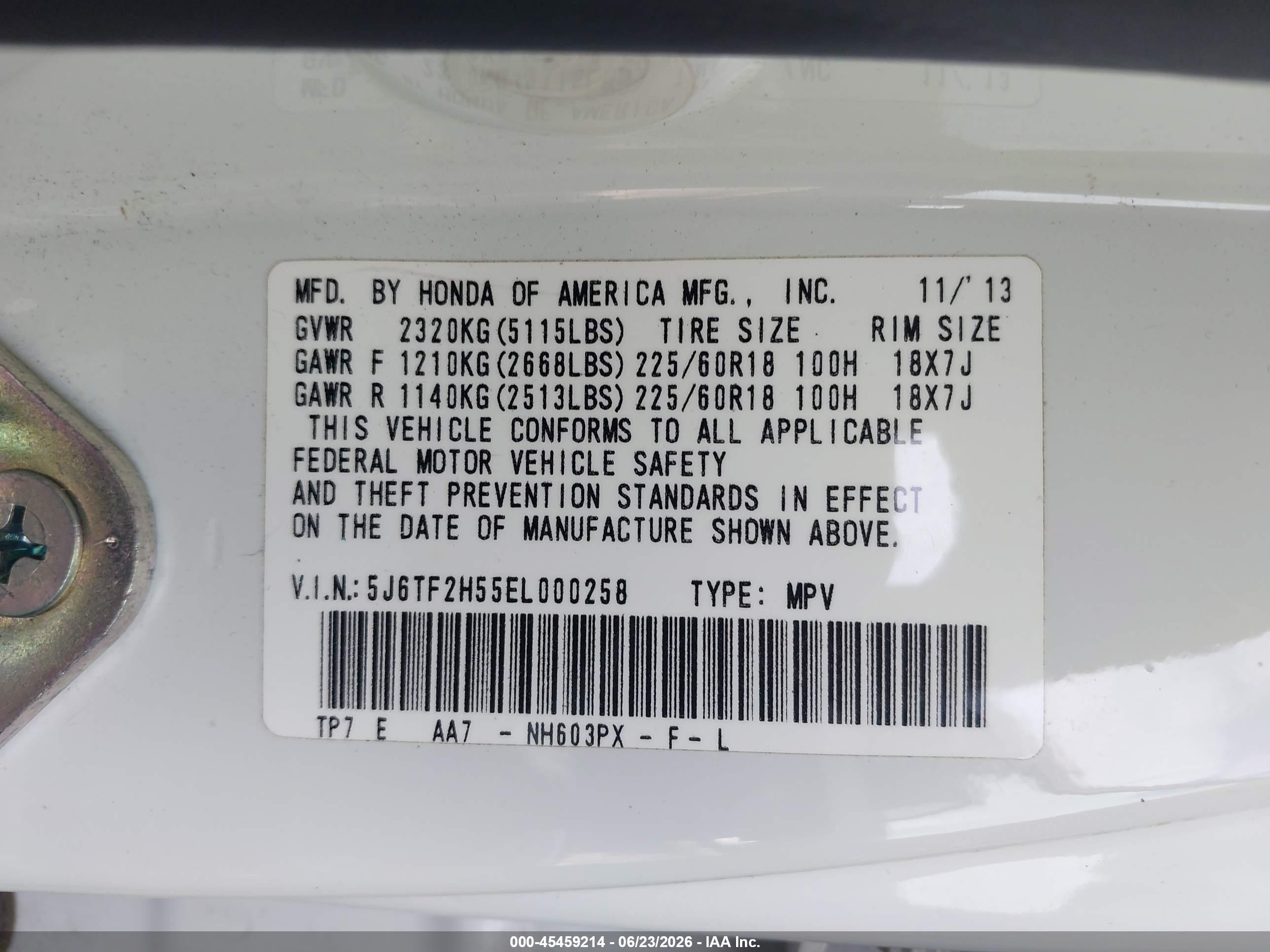 2014 Honda Crosstour Ex-l V6 White vin: 5J6TF2H55EL000258