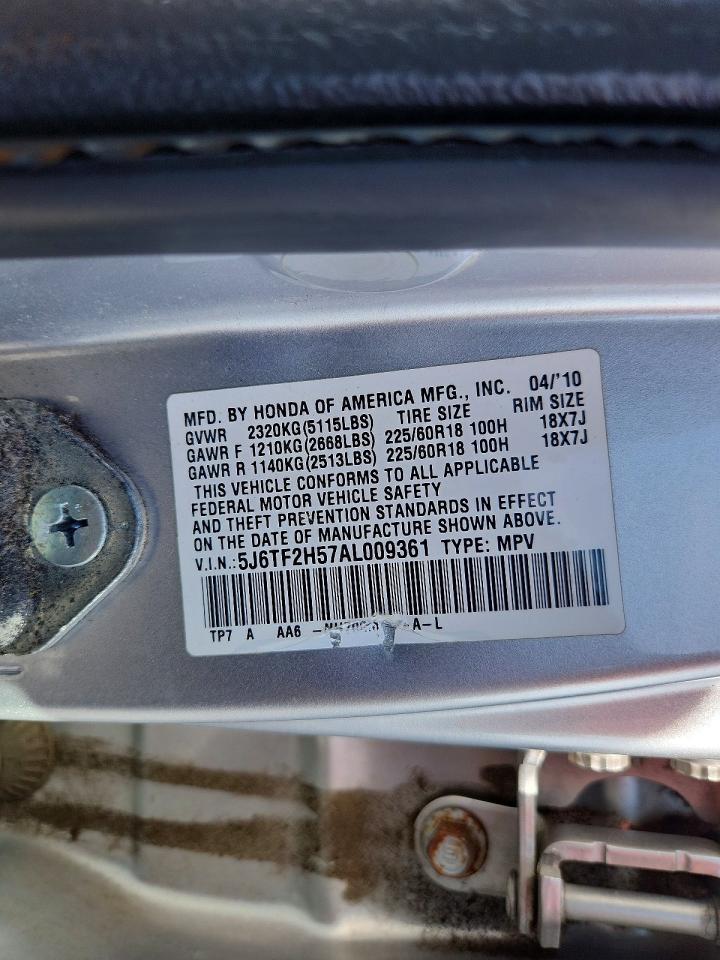 2010 Honda Accord Crosstour Exl Silver vin: 5J6TF2H57AL009361