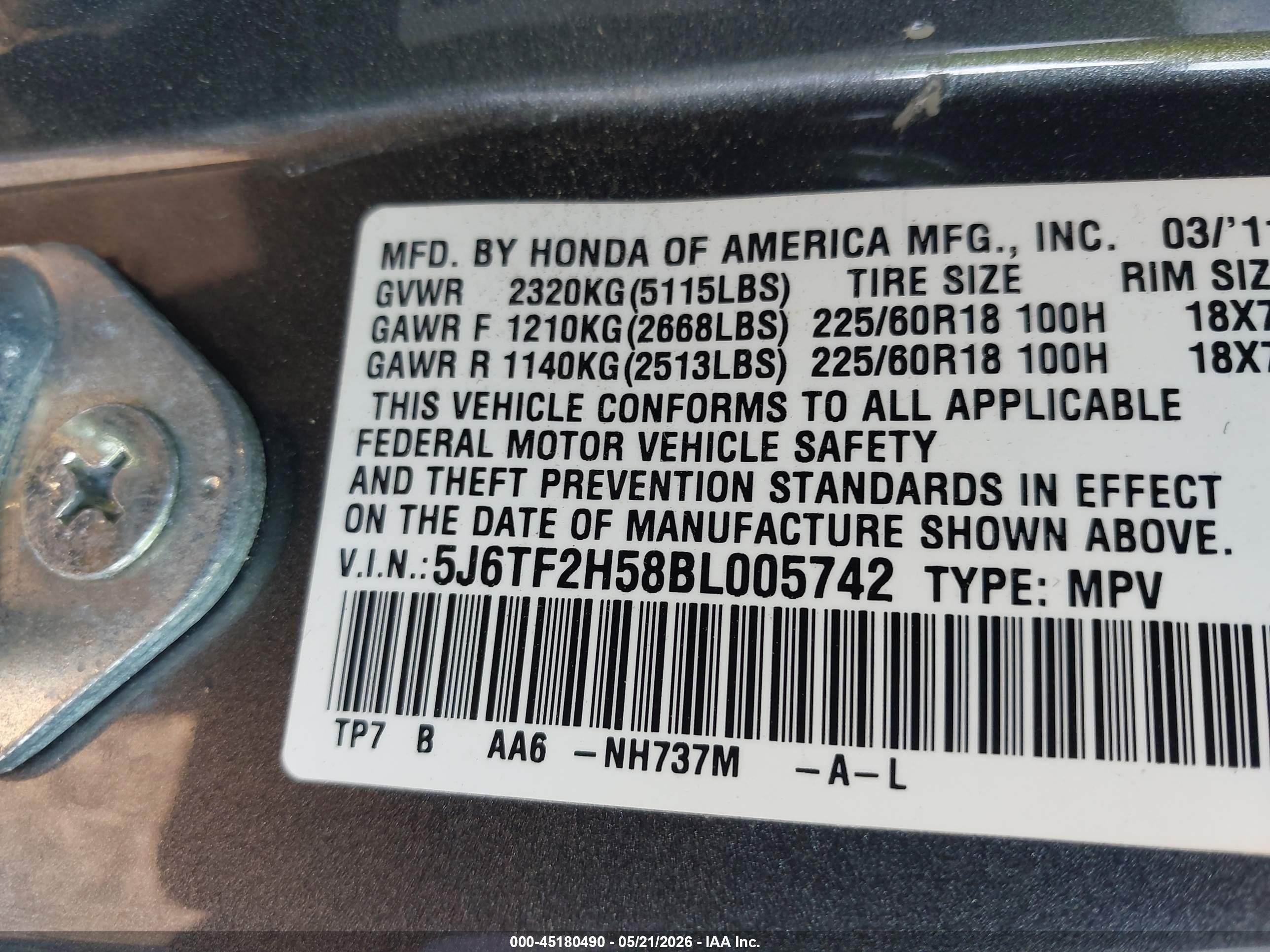 2011 Honda Accord Crosstour Ex-l Серый vin: 5J6TF2H58BL005742