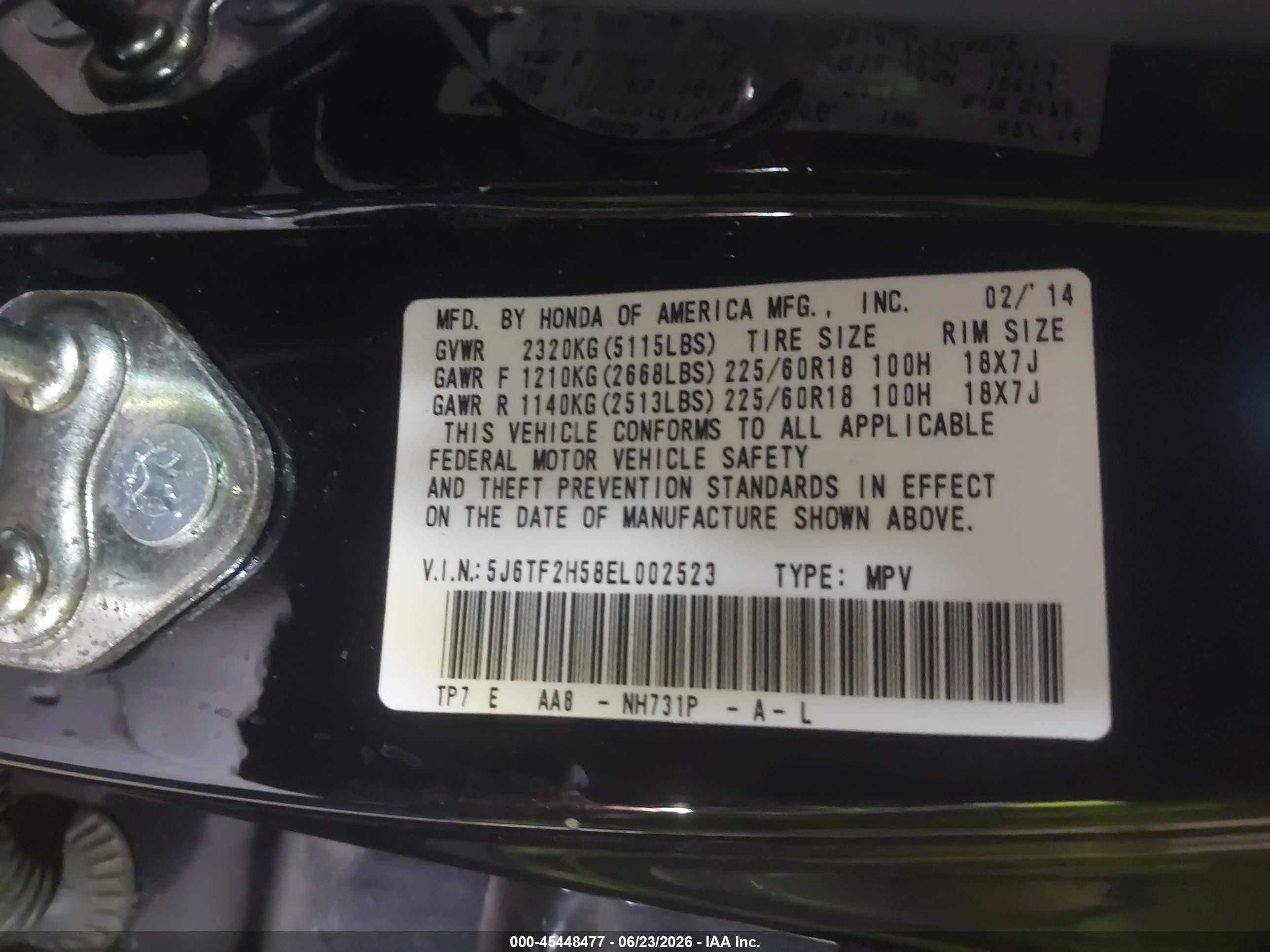 2014 Honda Crosstour Ex-l V6 Black vin: 5J6TF2H58EL002523