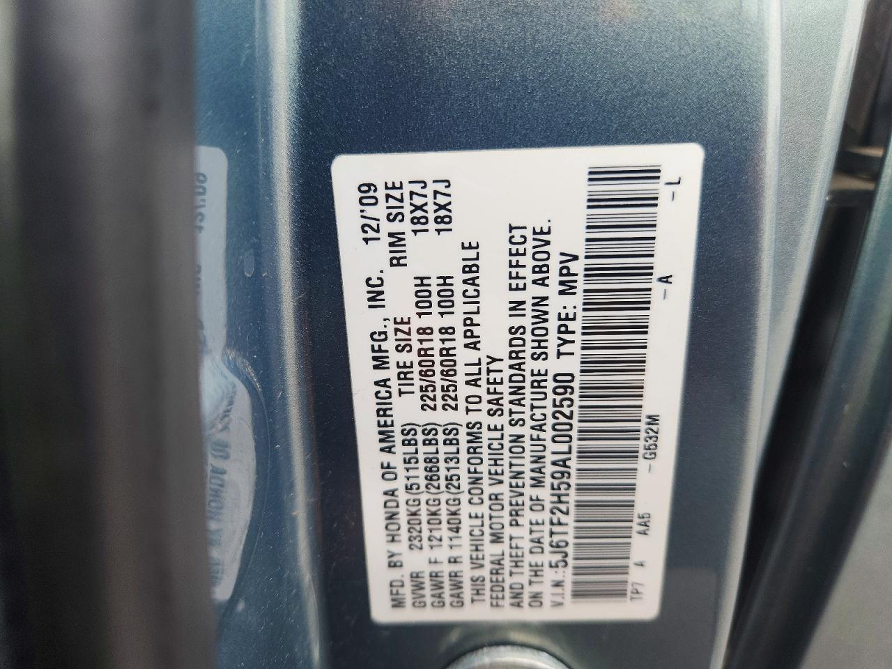 2010 Honda Accord Crosstour Exl Зеленый vin: 5J6TF2H59AL002590