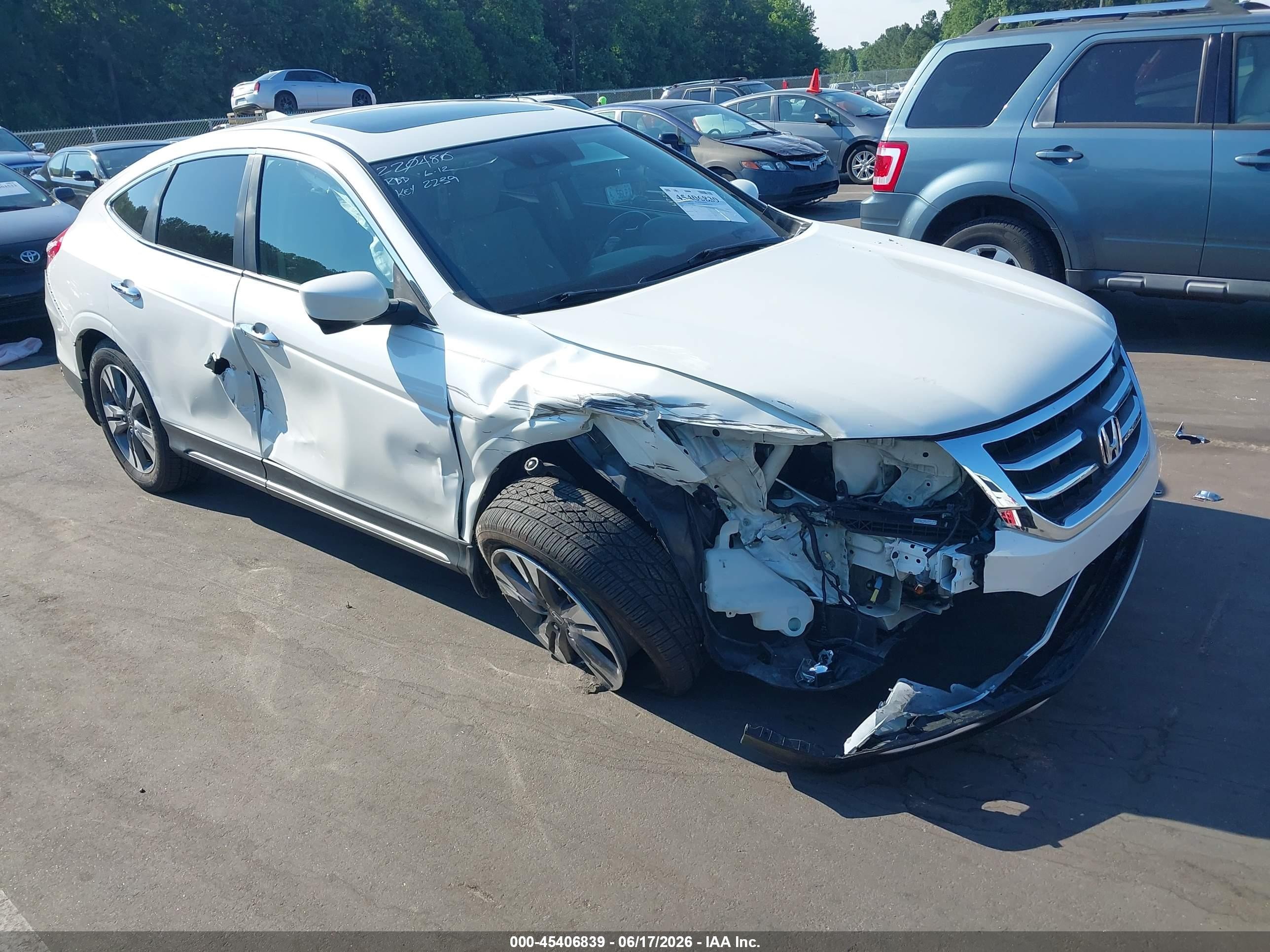 2015 Honda Crosstour Ex-l V6 White vin: 5J6TF2H59FL002239