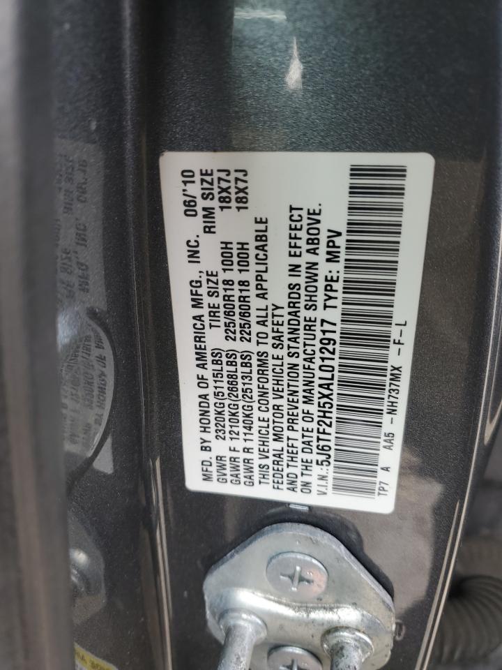 2010 Hond Accord Cro Charcoal vin: 5J6TF2H5XAL012917