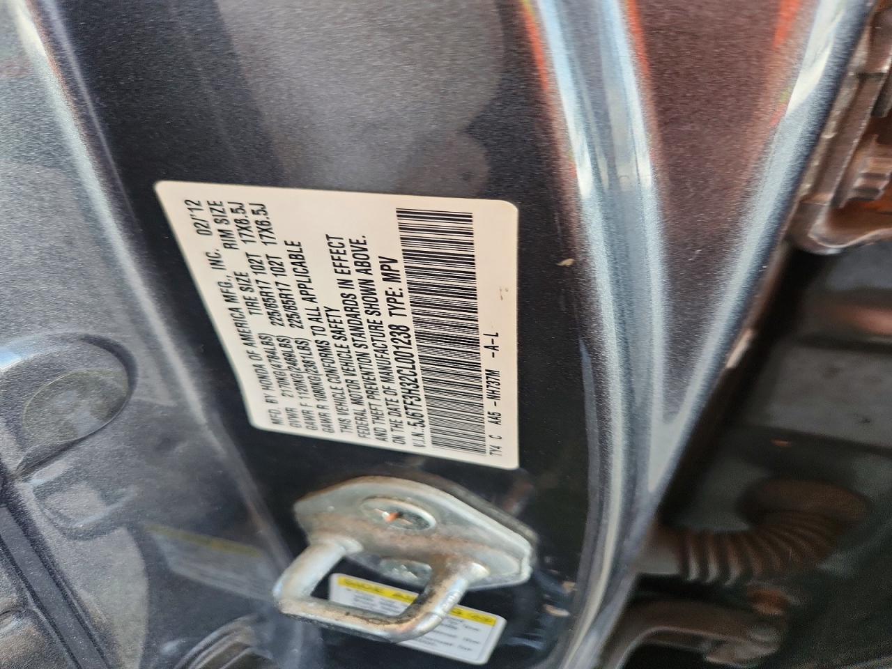 2012 Honda Crosstour Ex Серый vin: 5J6TF3H32CL001238