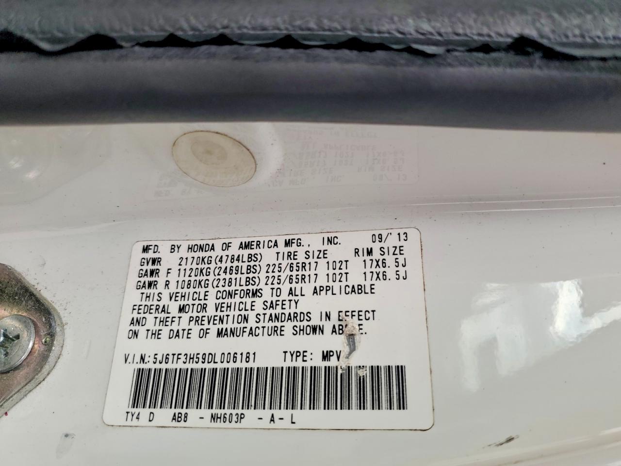 2013 Honda Crosstour Exl Белый vin: 5J6TF3H59DL006181